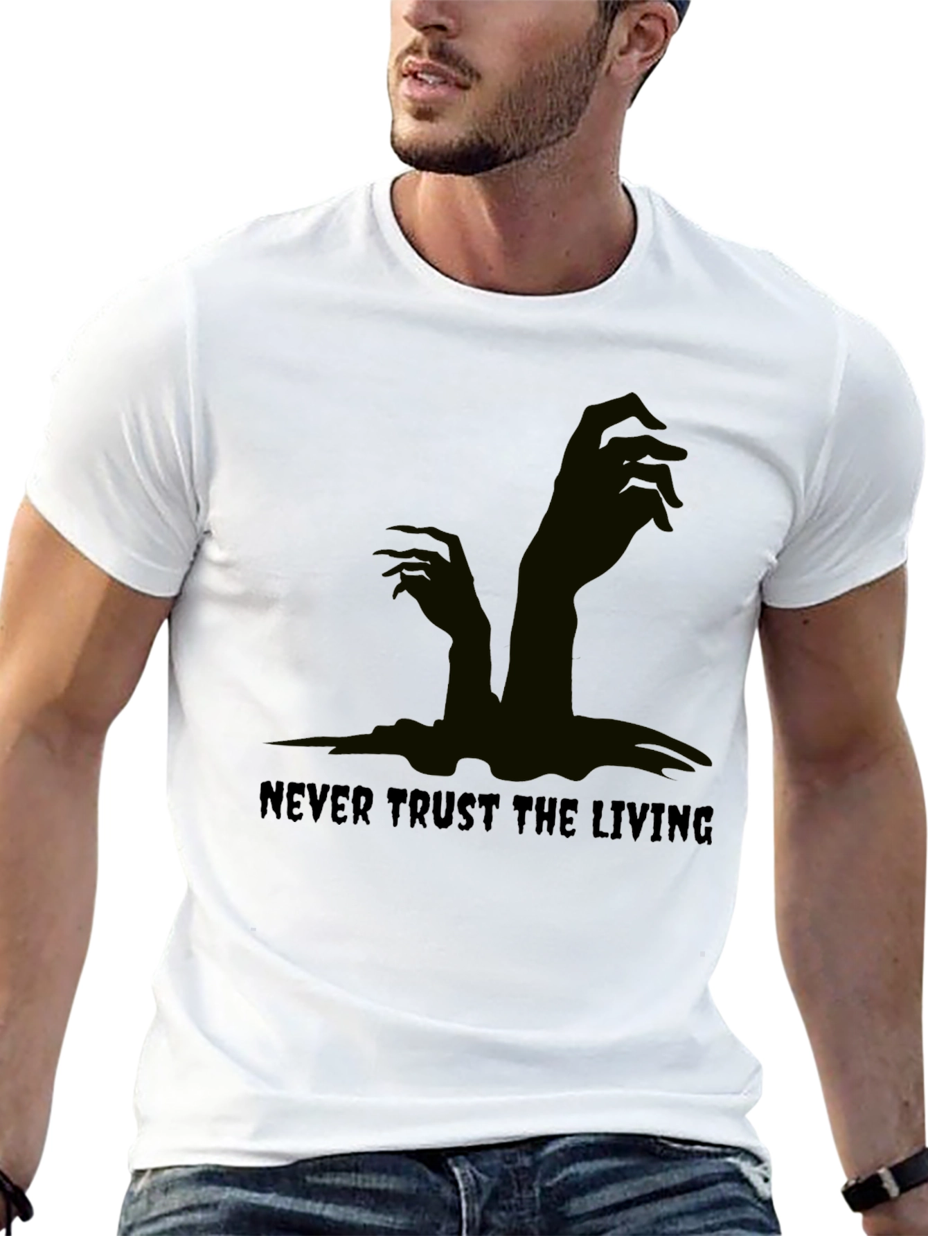 Never Trust the Living Black Graphic Tee
