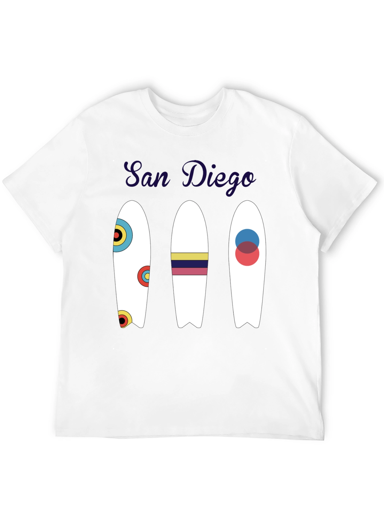 San Diego Surfboard Graphic Tee - Black Cotton T-Shirt