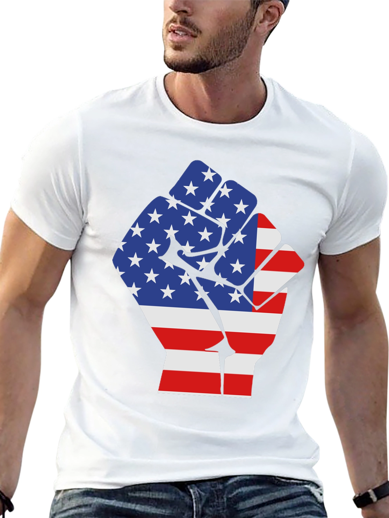 USA Flag Fist Graphic Tee - Patriotic Pride