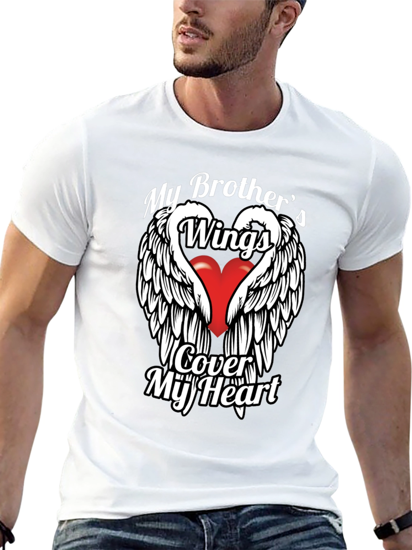 Brothers Wings Heart Graphic T-Shirt