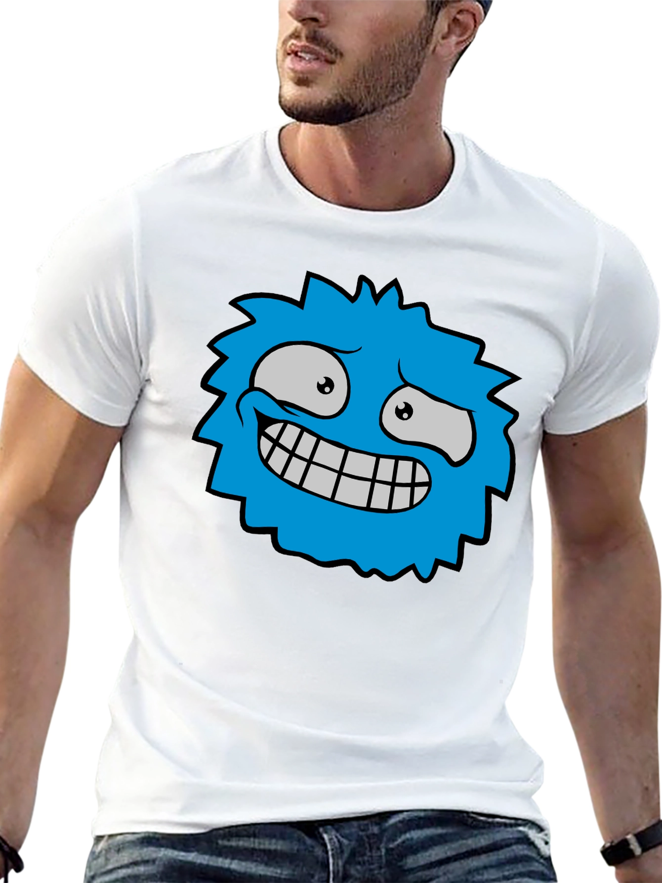 Funky Blue Monster Graphic T-Shirt - Black