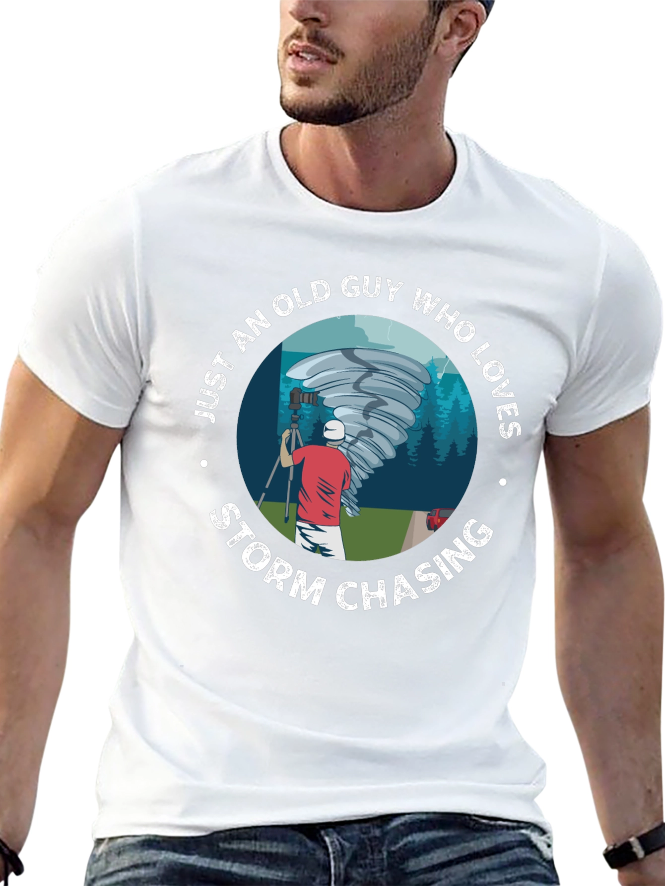 Storm Chaser Old Guy Graphic T-Shirt