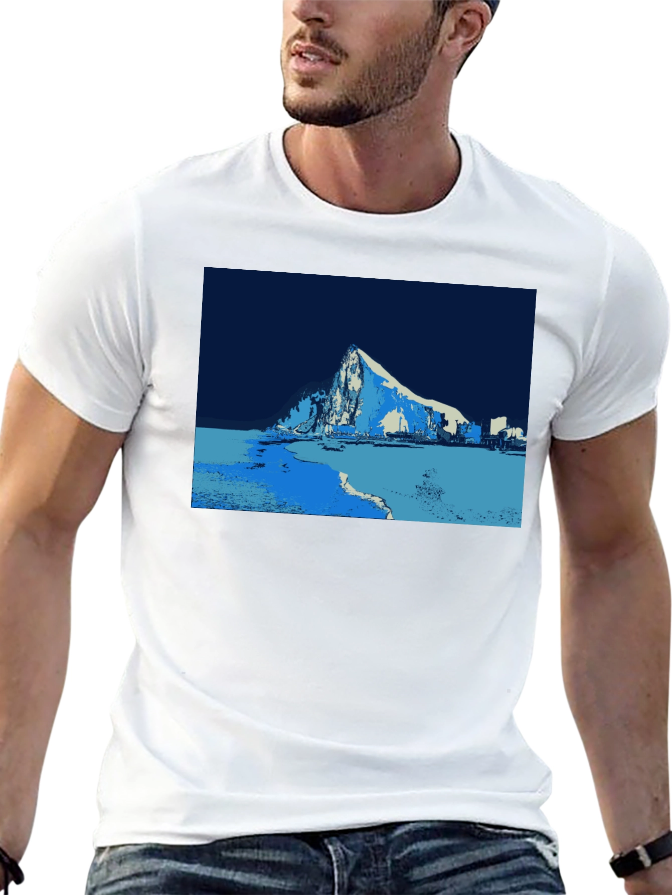 Stylized Mountain Graphic Tee - Black