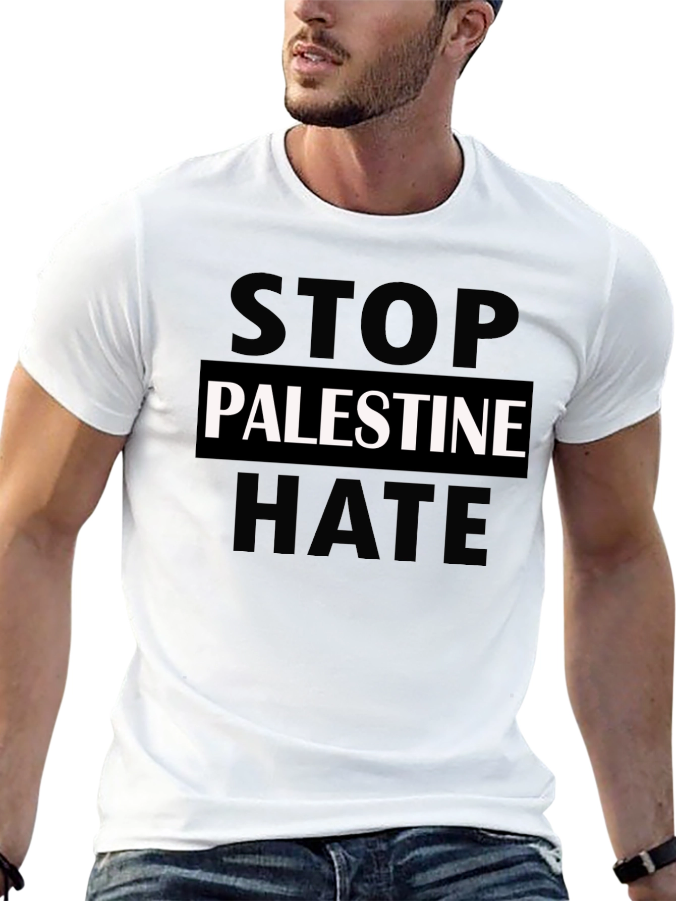 Stop Palestine Hate Graphic T-Shirt - Black