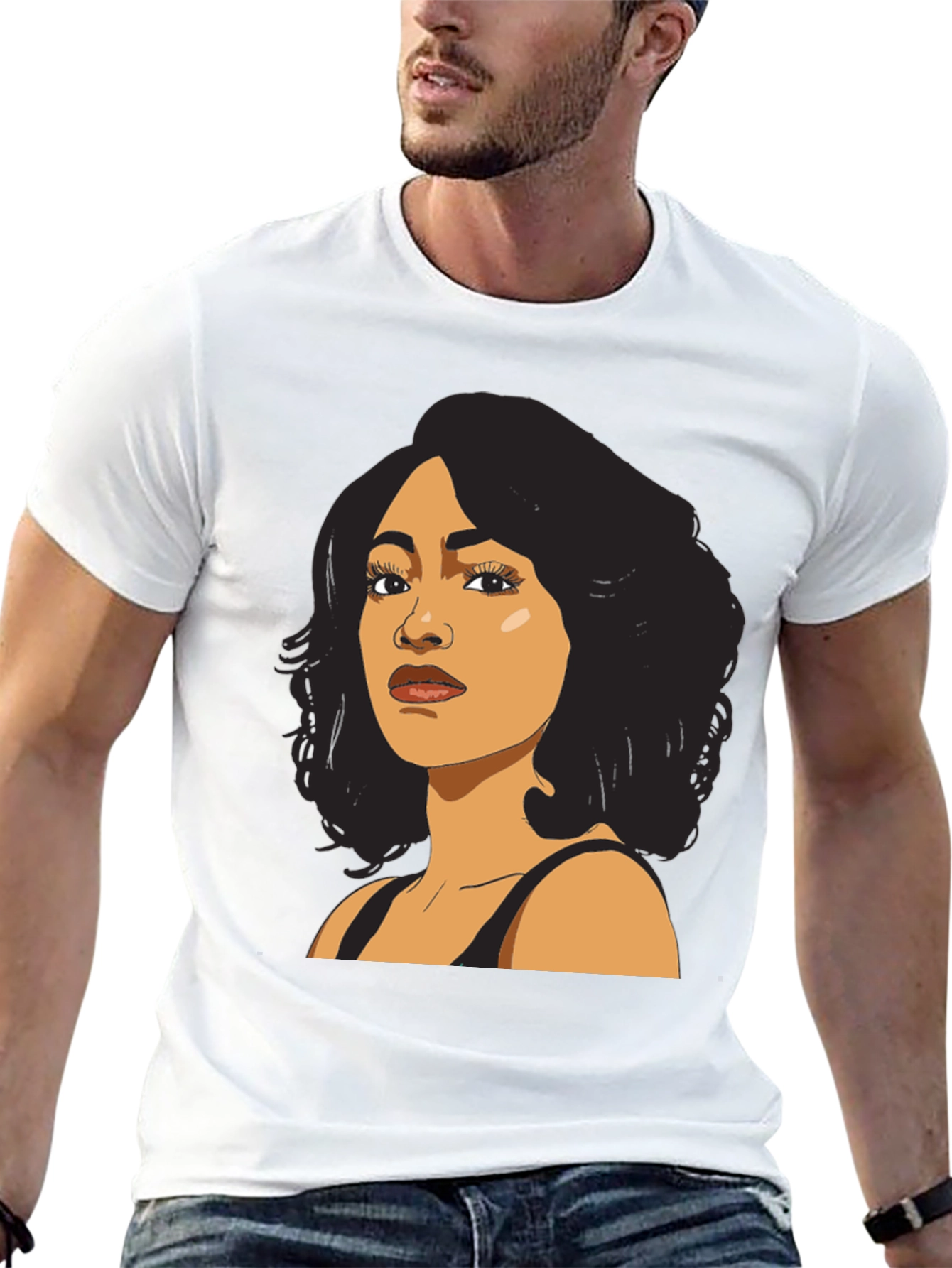 Cartoon Portrait Black T-Shirt