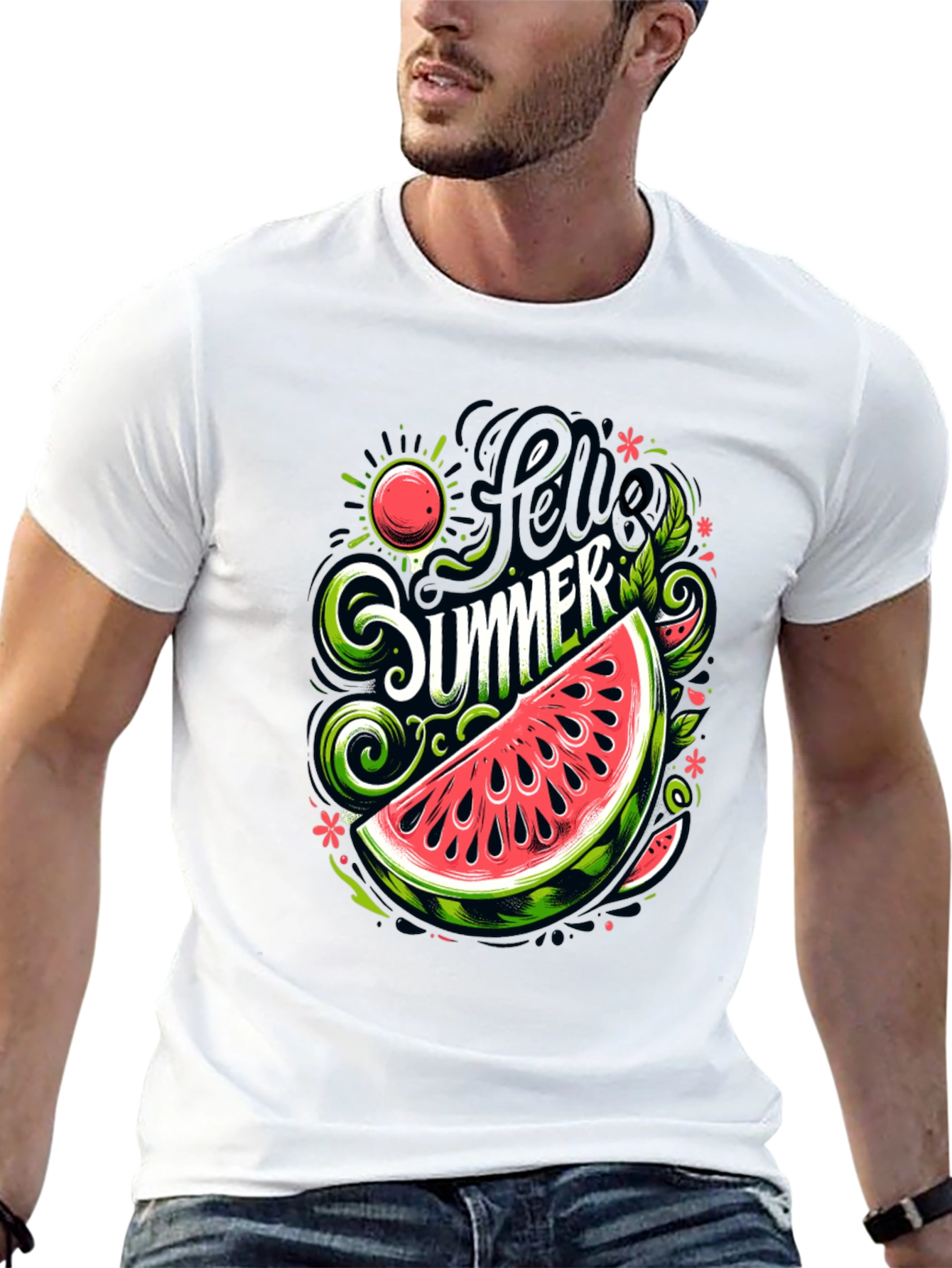 Hello Summer Watermelon Graphic T-Shirt