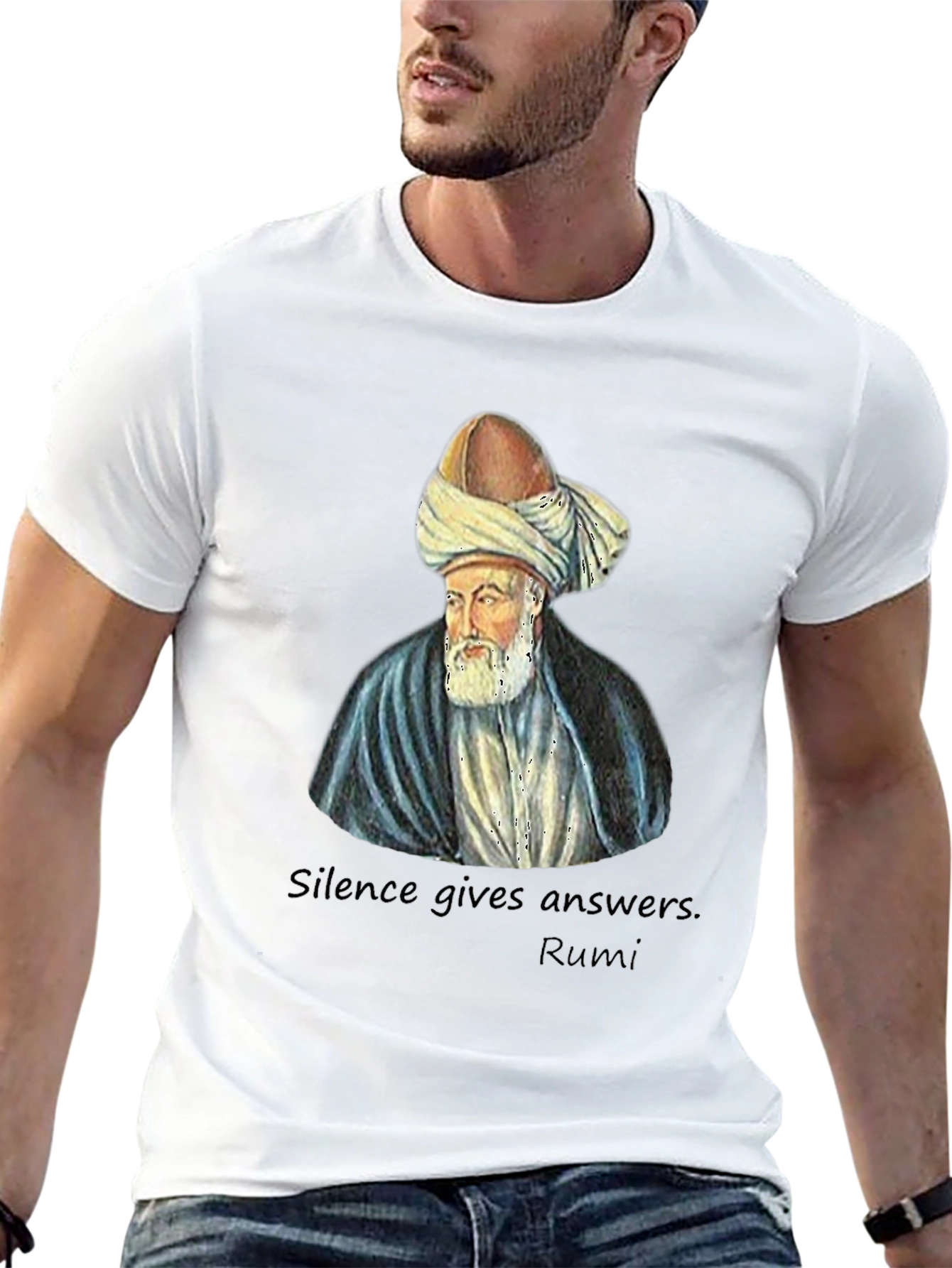 Rumi Quote T-Shirt - Silence Gives Answers