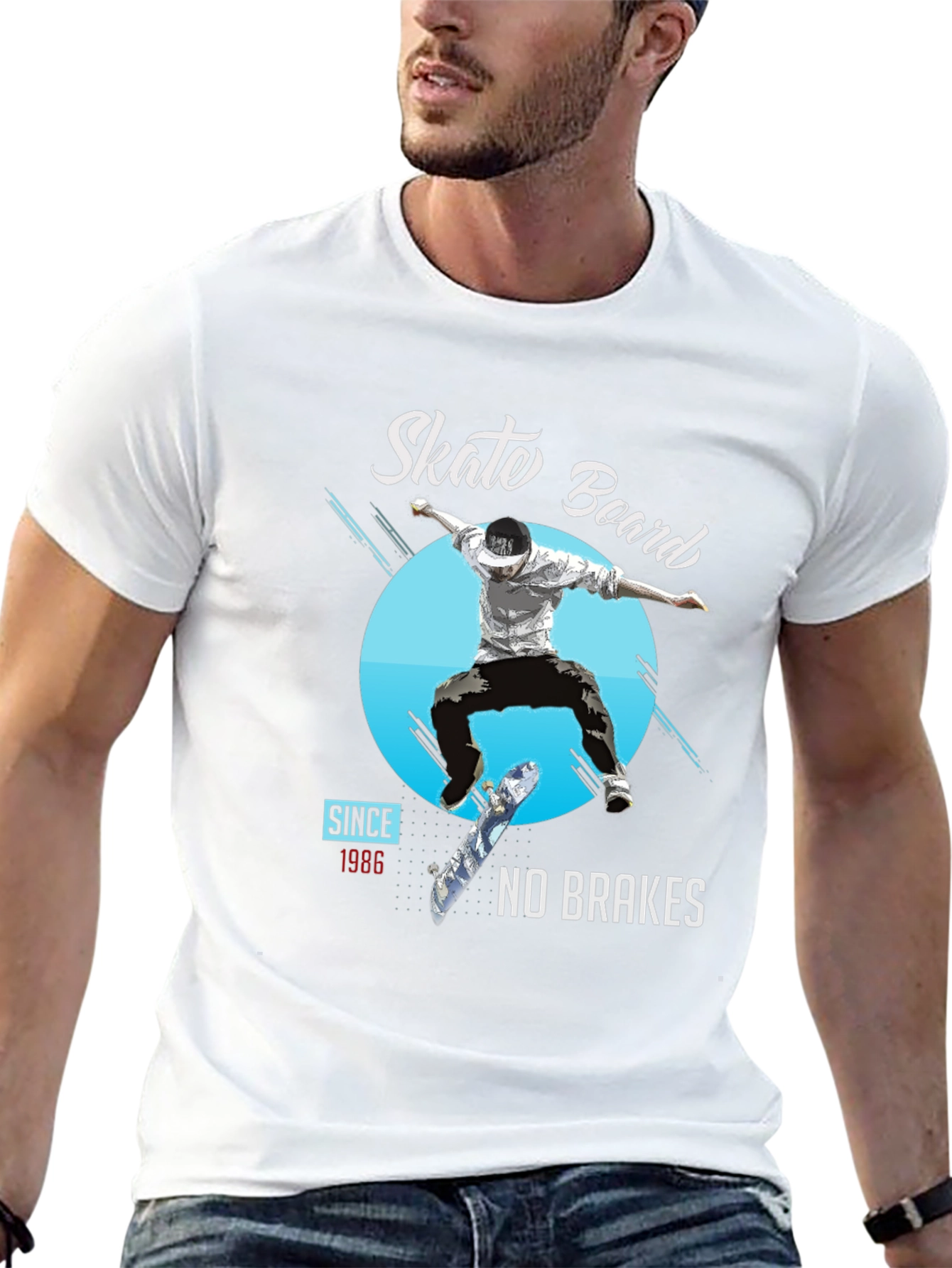 Skate Board No Brakes Graphic T-Shirt
