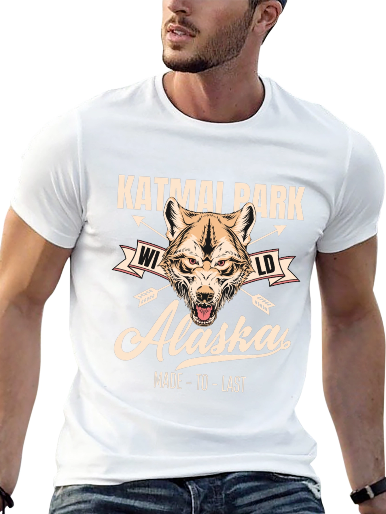 Katmai Park Alaska Wolf Graphic T-Shirt