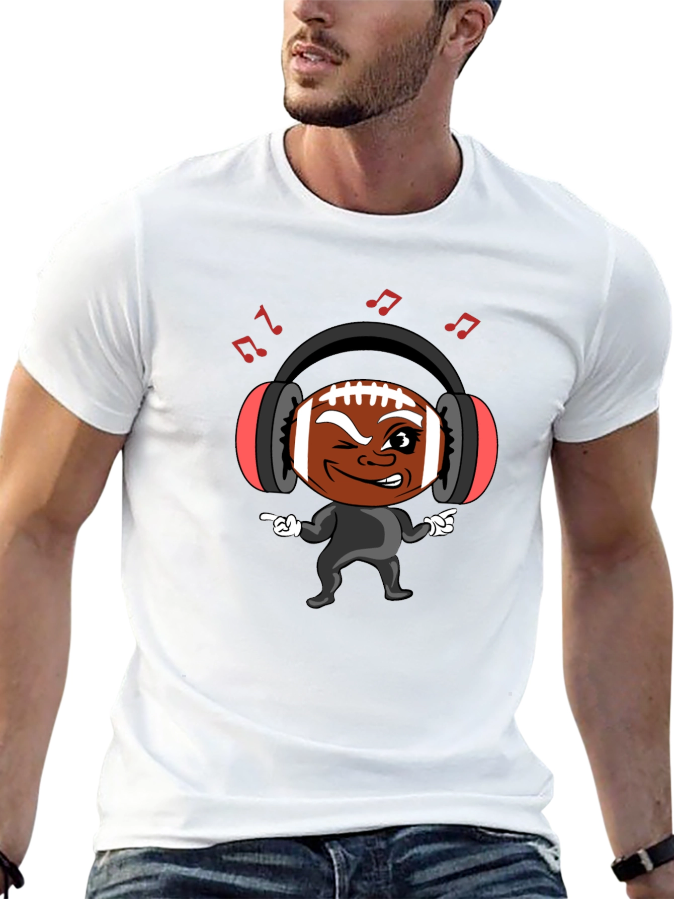 Cool Football Character Black T-Shirt
