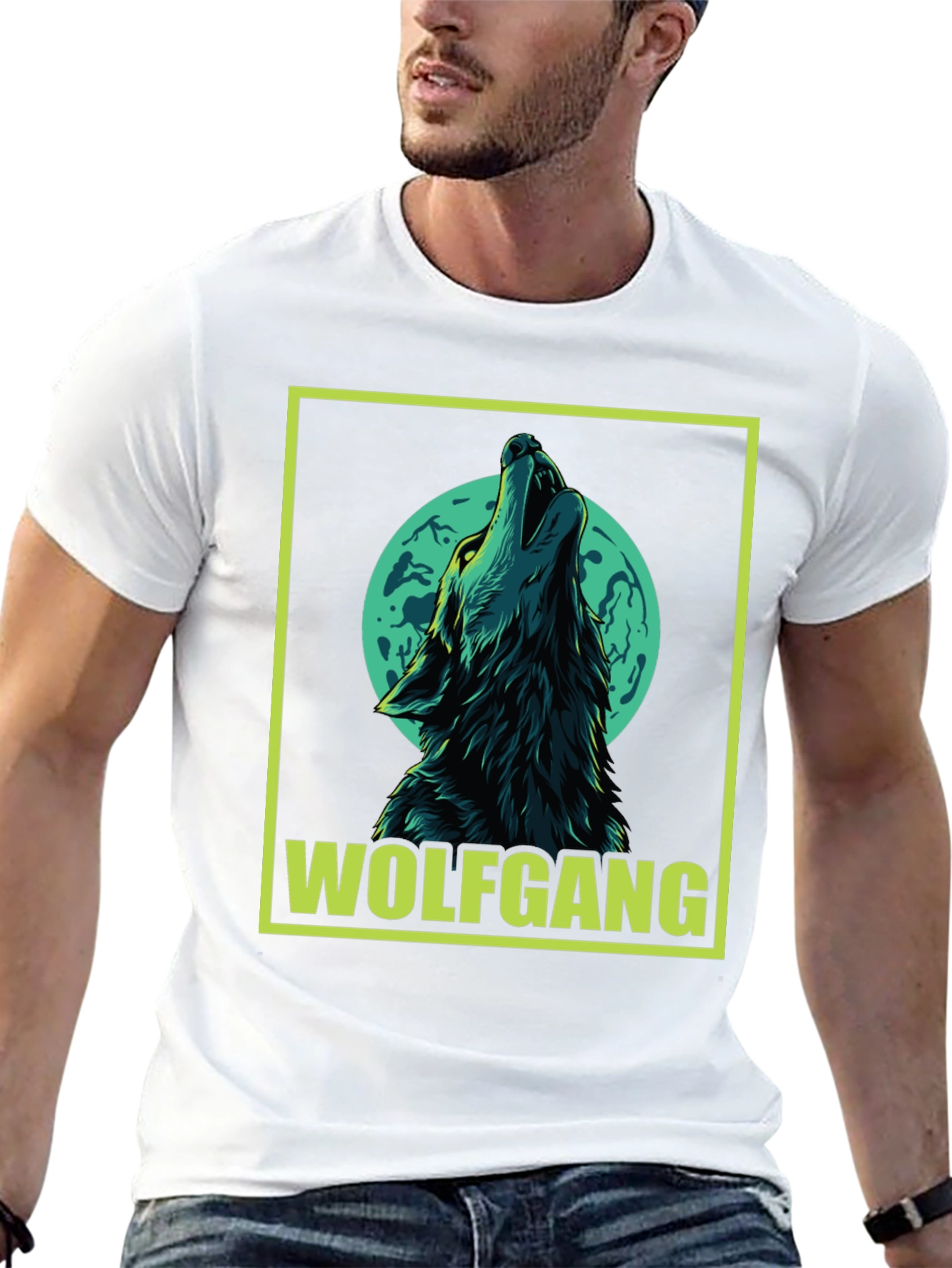 Wolfgang Wolf Howling at Moon Graphic Tee