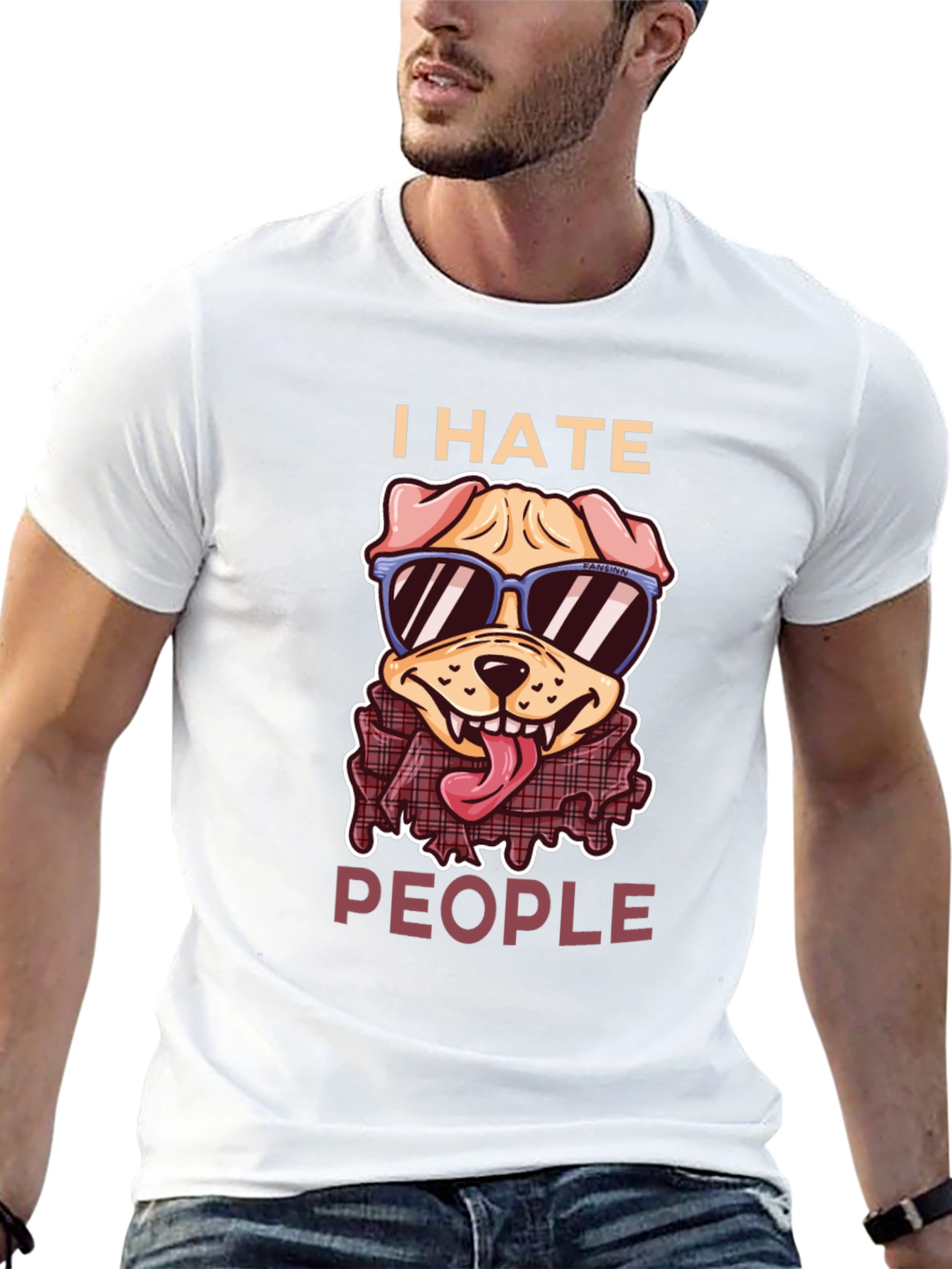 I Hate People Dog Graphic T-Shirt