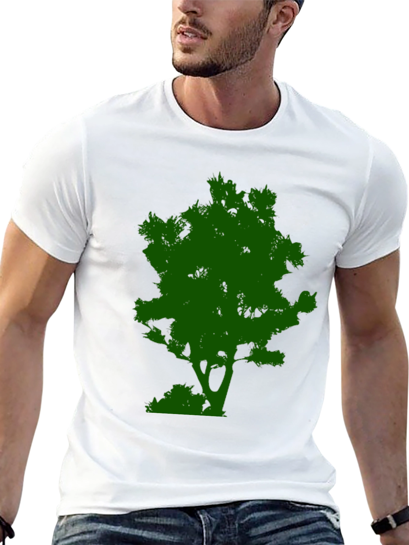 Green Tree Graphic Tee - Black Cotton Casual Shirt