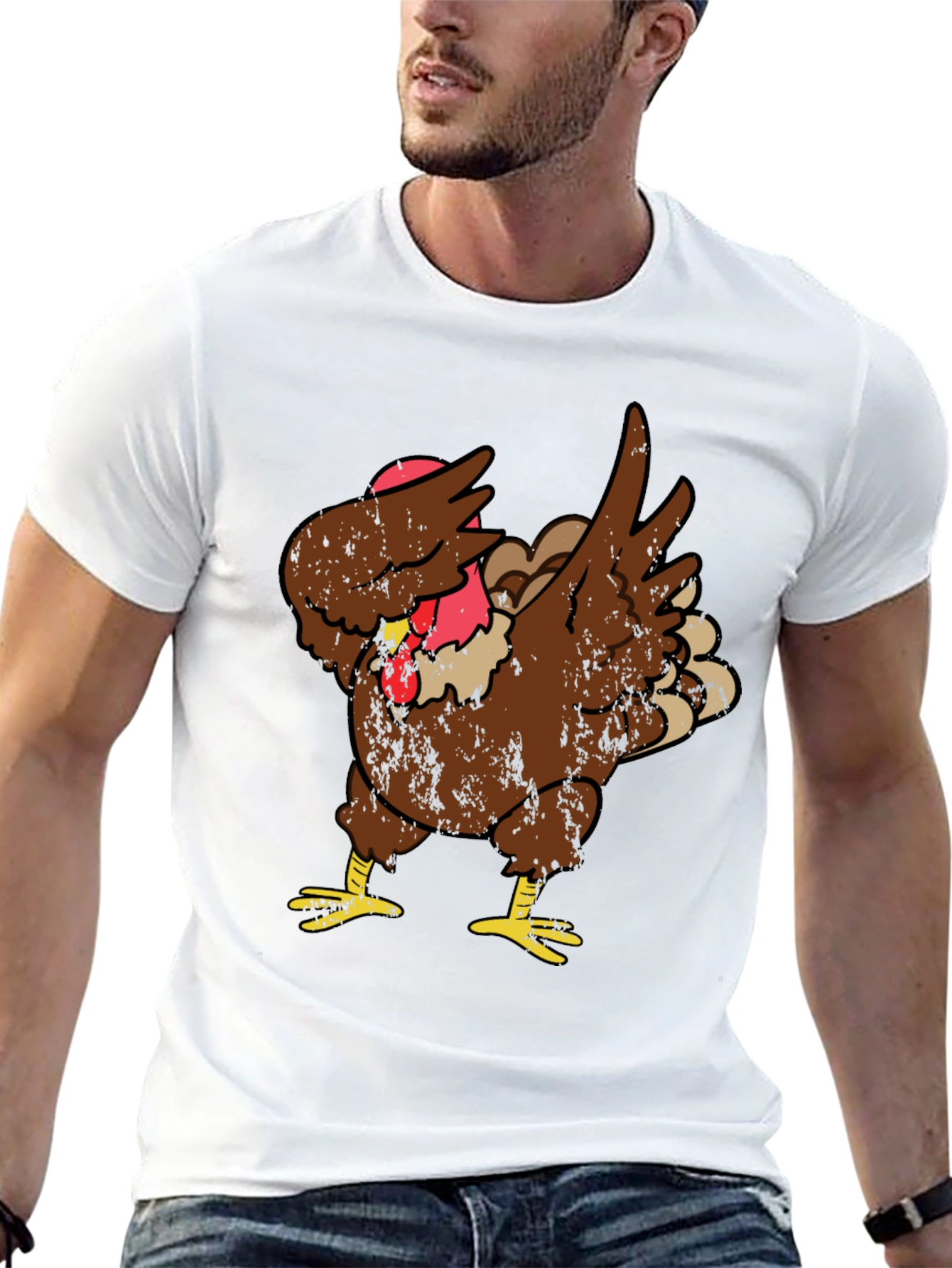 Thanksgiving Dabbing Turkey Graphic T-Shirt