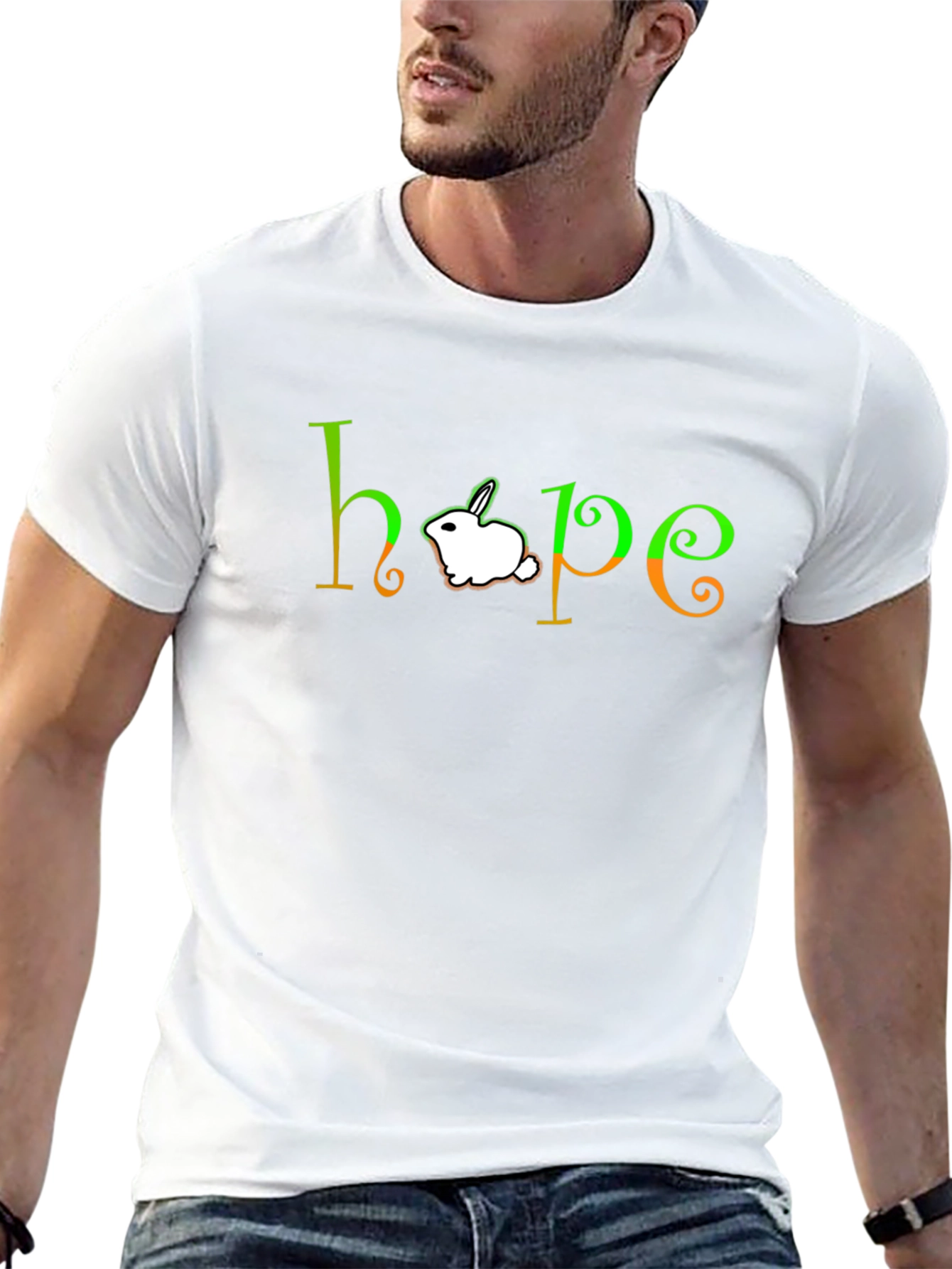 Hope Rabbit Graphic Tee - Unisex Black T-Shirt