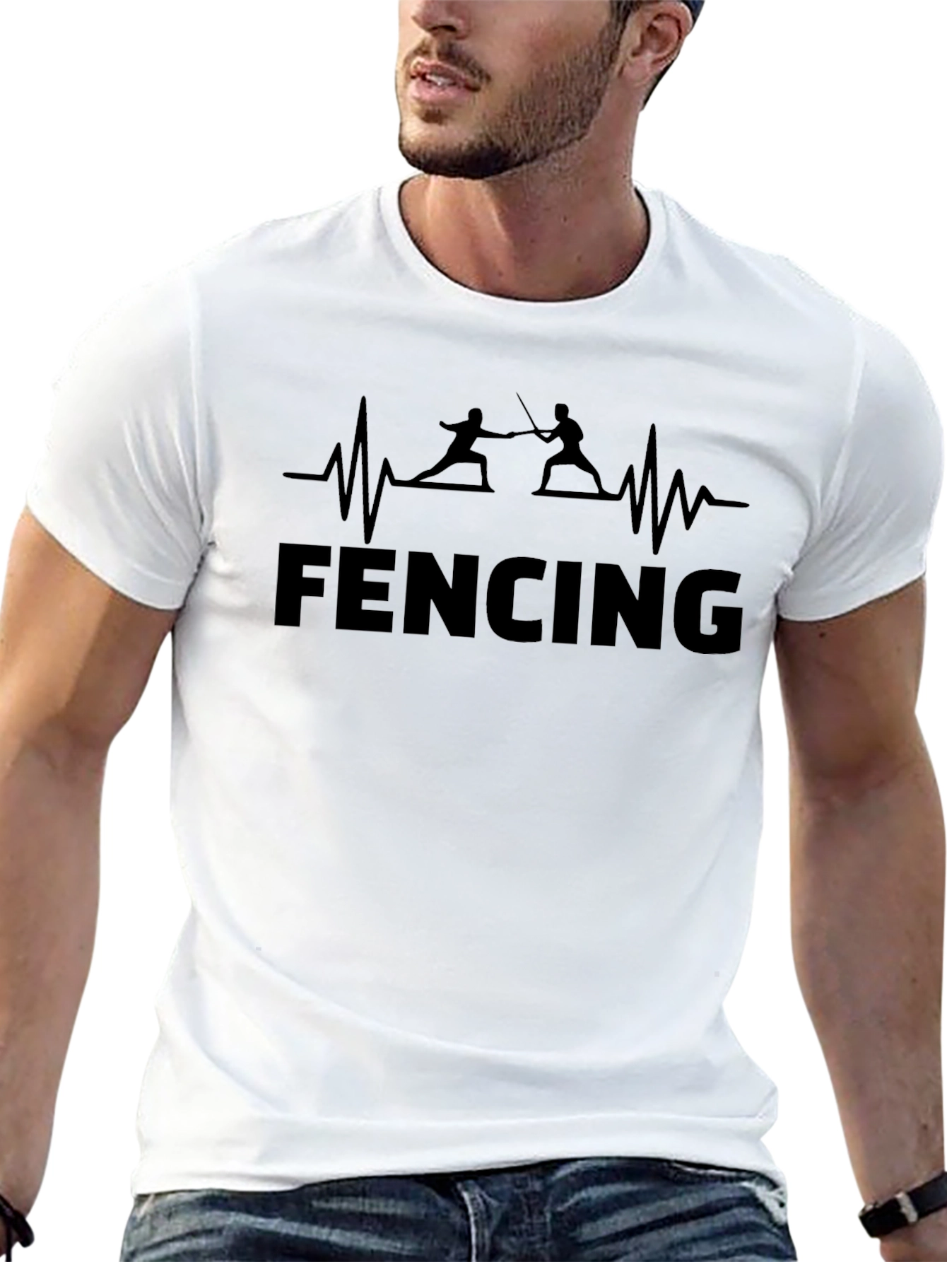Fencing Heartbeat Black T-Shirt