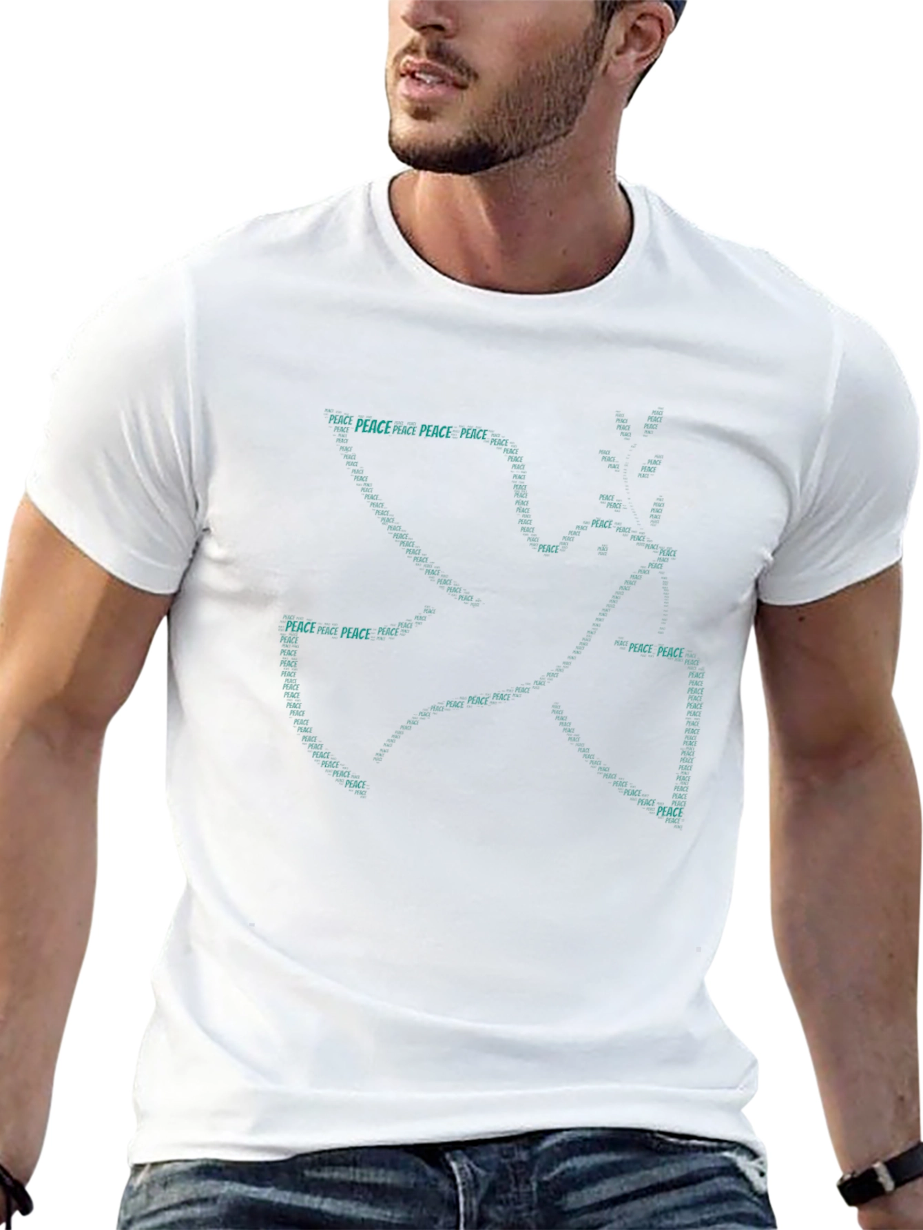 Peace Dove Graphic Print Mens Black T-Shirt