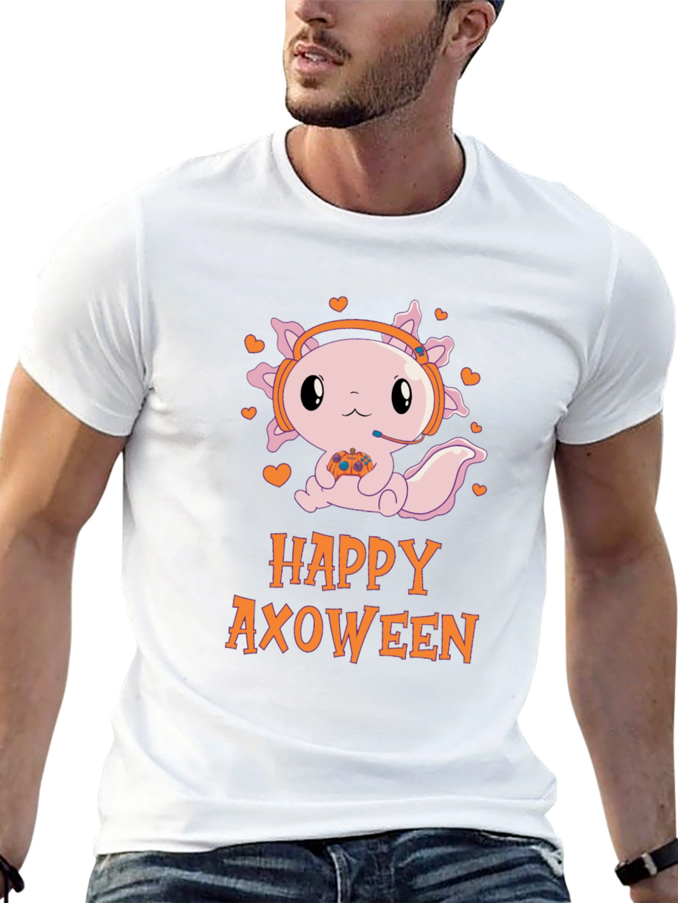 Happy Axoween Gamer T-Shirt - Cute Axolotl Design