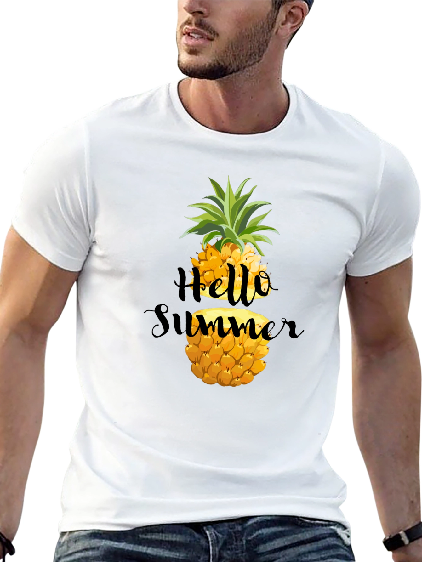 Hello Summer Pineapple Graphic T-Shirt