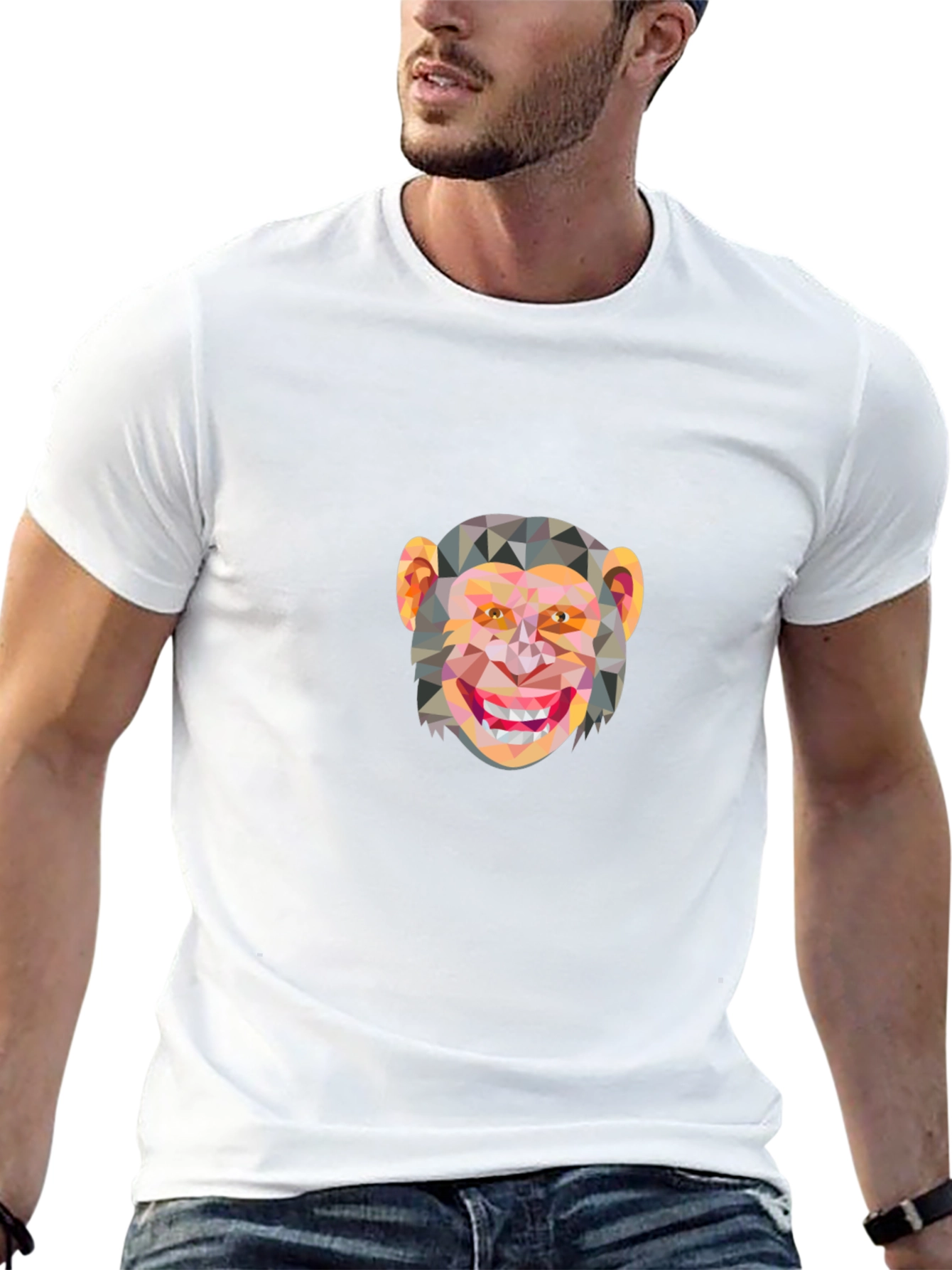 Geometric Monkey Graphic Tee - Stylish Black Shirt