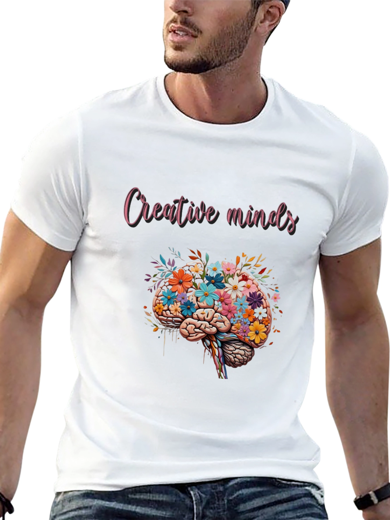 Creative Minds Floral Brain Graphic T-Shirt
