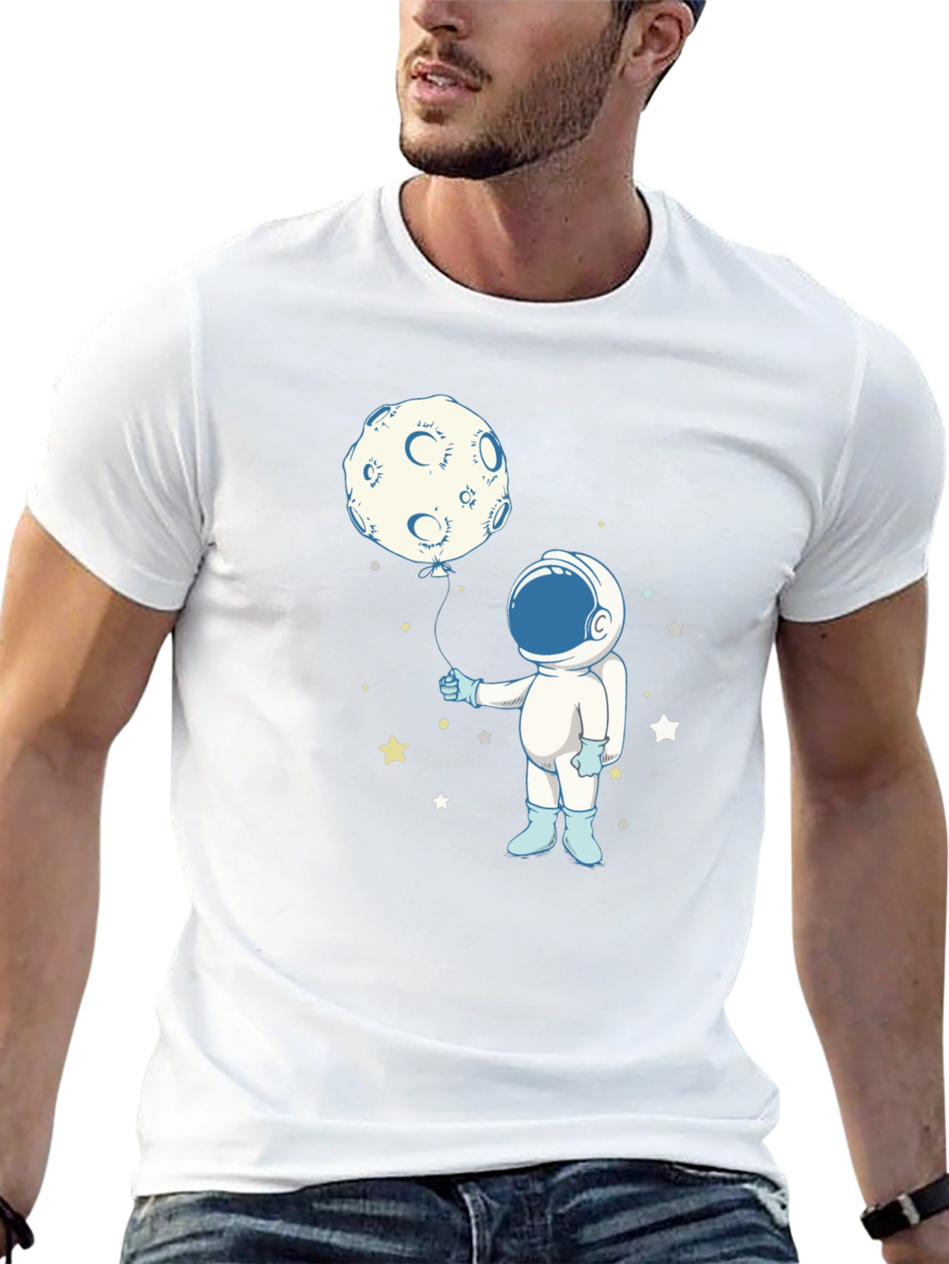 Astronaut Moon Balloon Graphic Tee