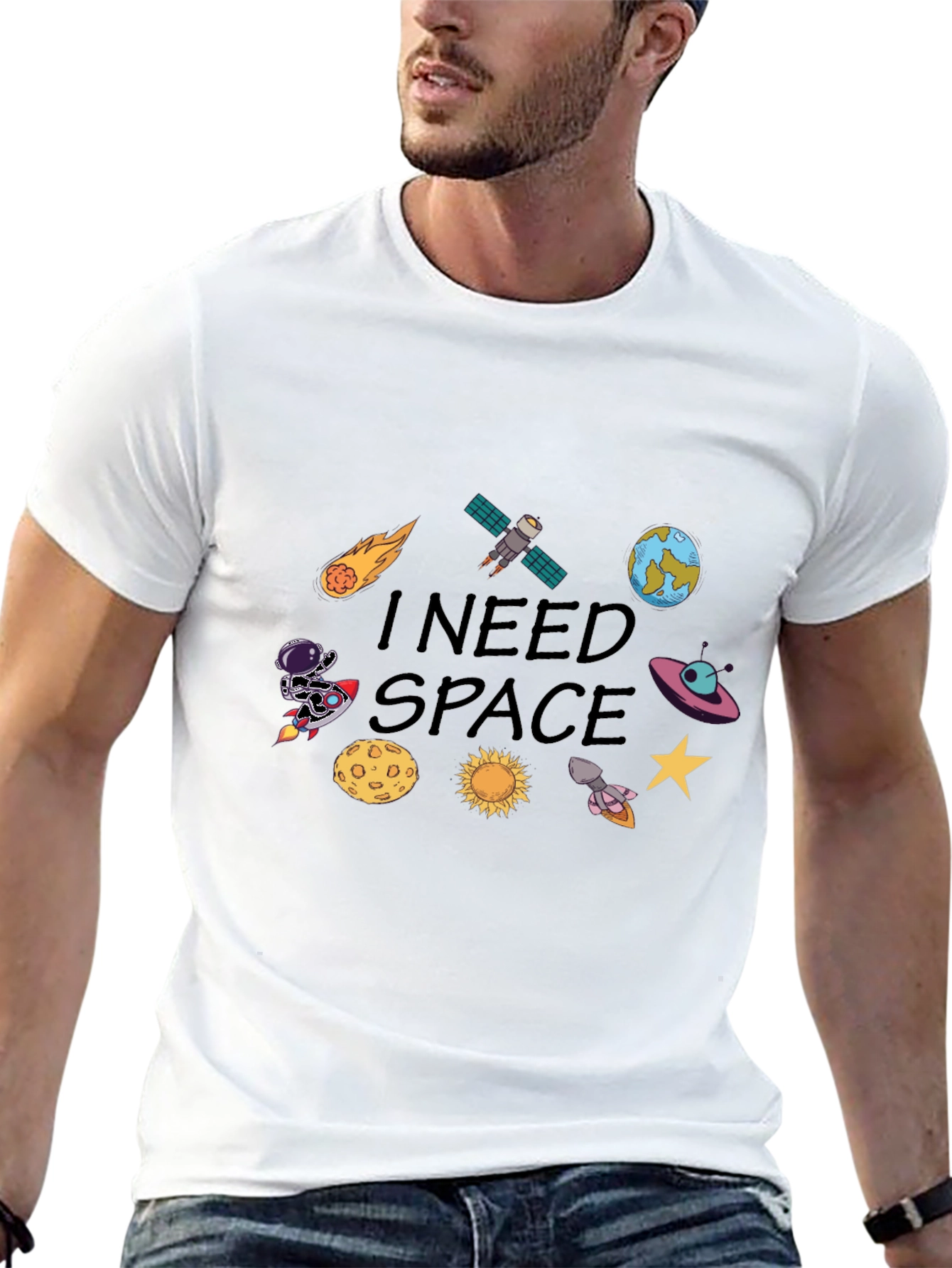 I Need Space Graphic T-Shirt - Mens Black Tee