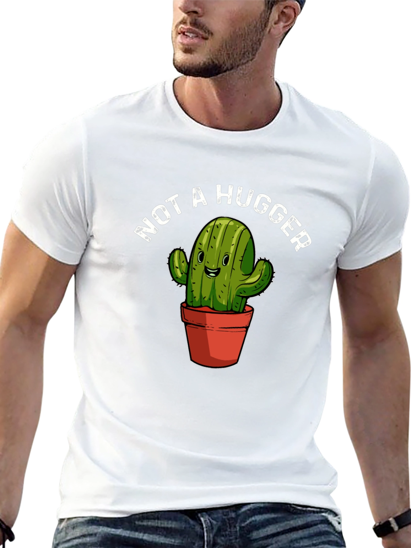 Not A Hugger Cactus Graphic T-Shirt