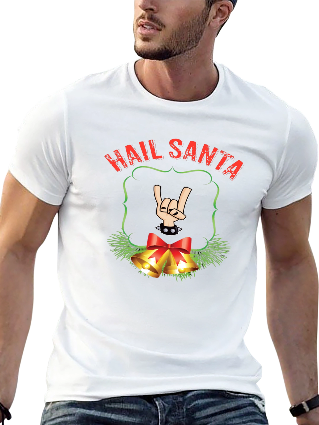 Hail Santa Rock n Roll Christmas T-Shirt