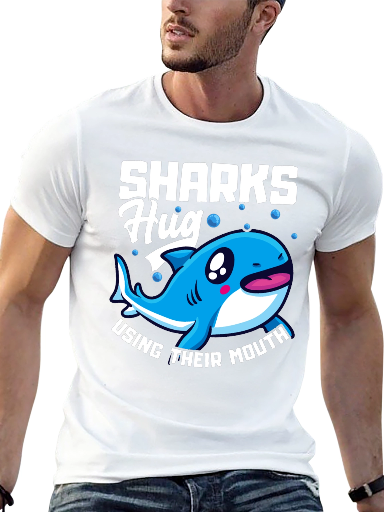 Sharks Hug with Their Mouth T-Shirt Funny Animal Tee