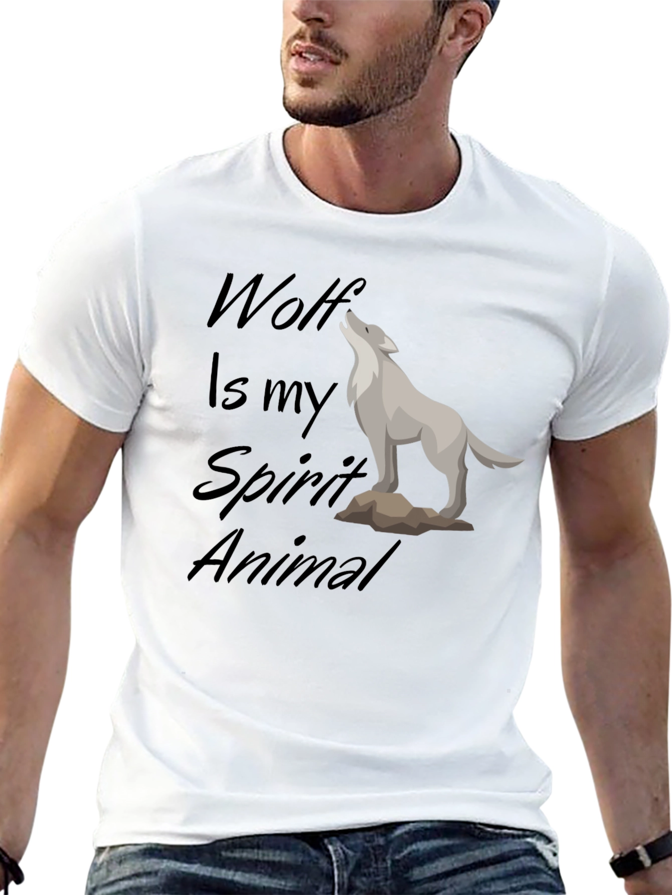 Wolf Spirit Animal Black T-Shirt