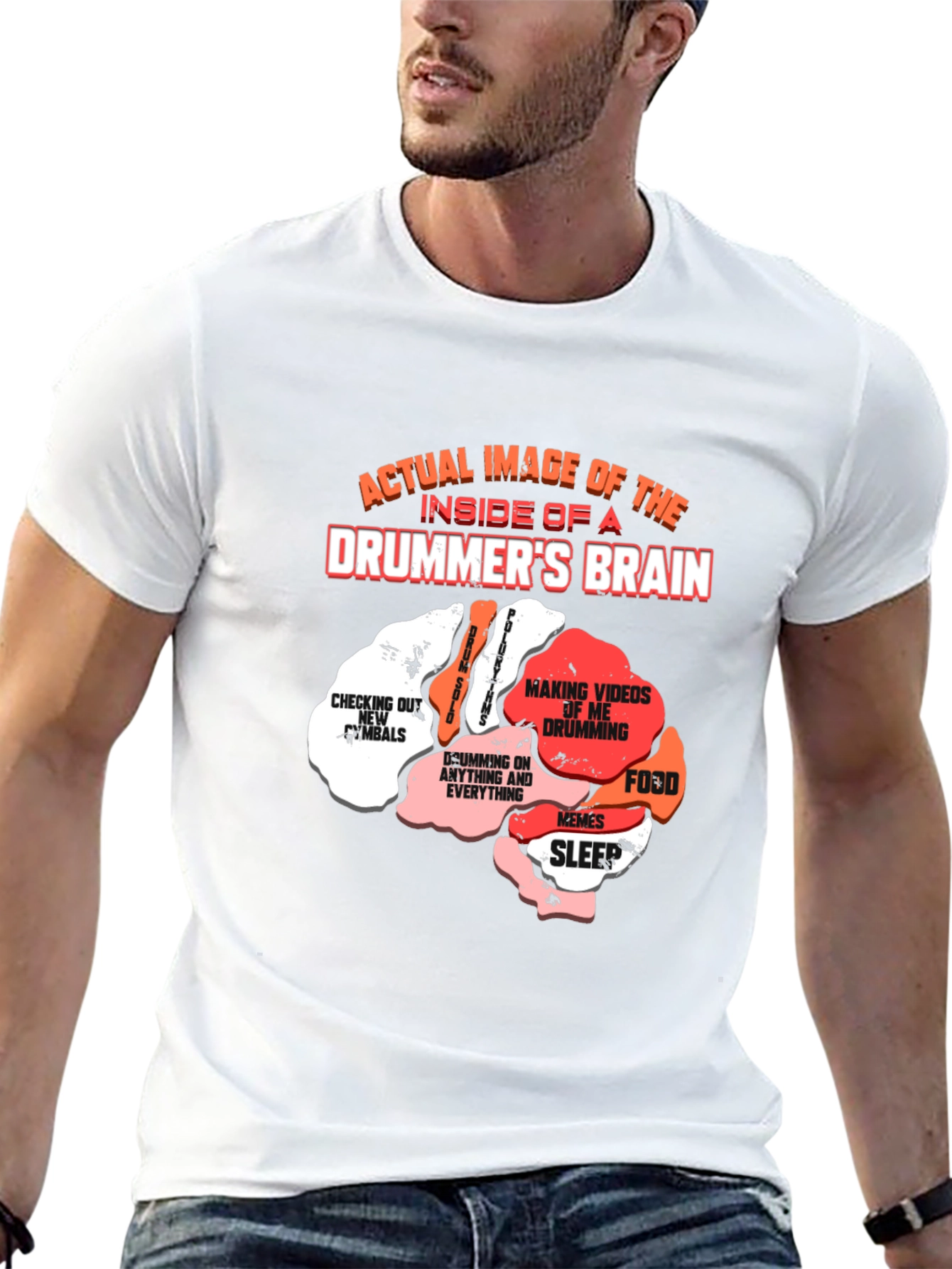 Drummers Brain T-Shirt - Funny Music Tee