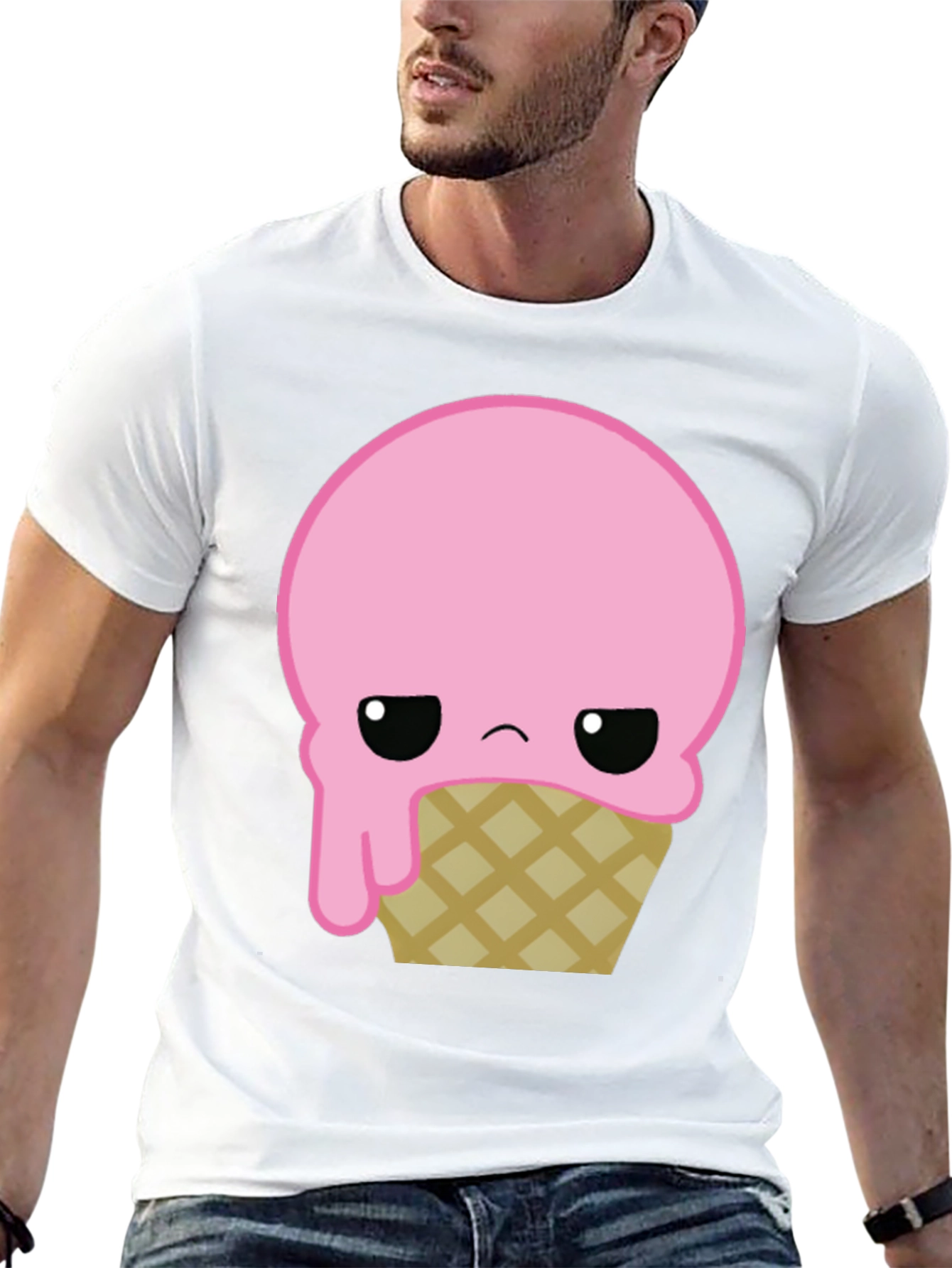 Sad Ice Cream Cone Graphic T-Shirt