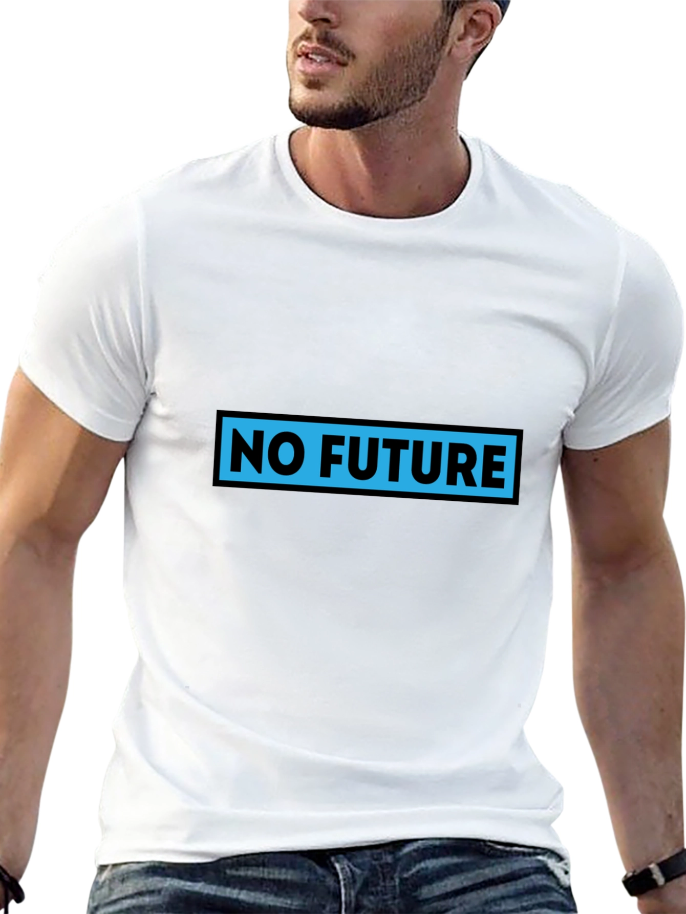 Edgy No Future Graphic Print Black T-Shirt