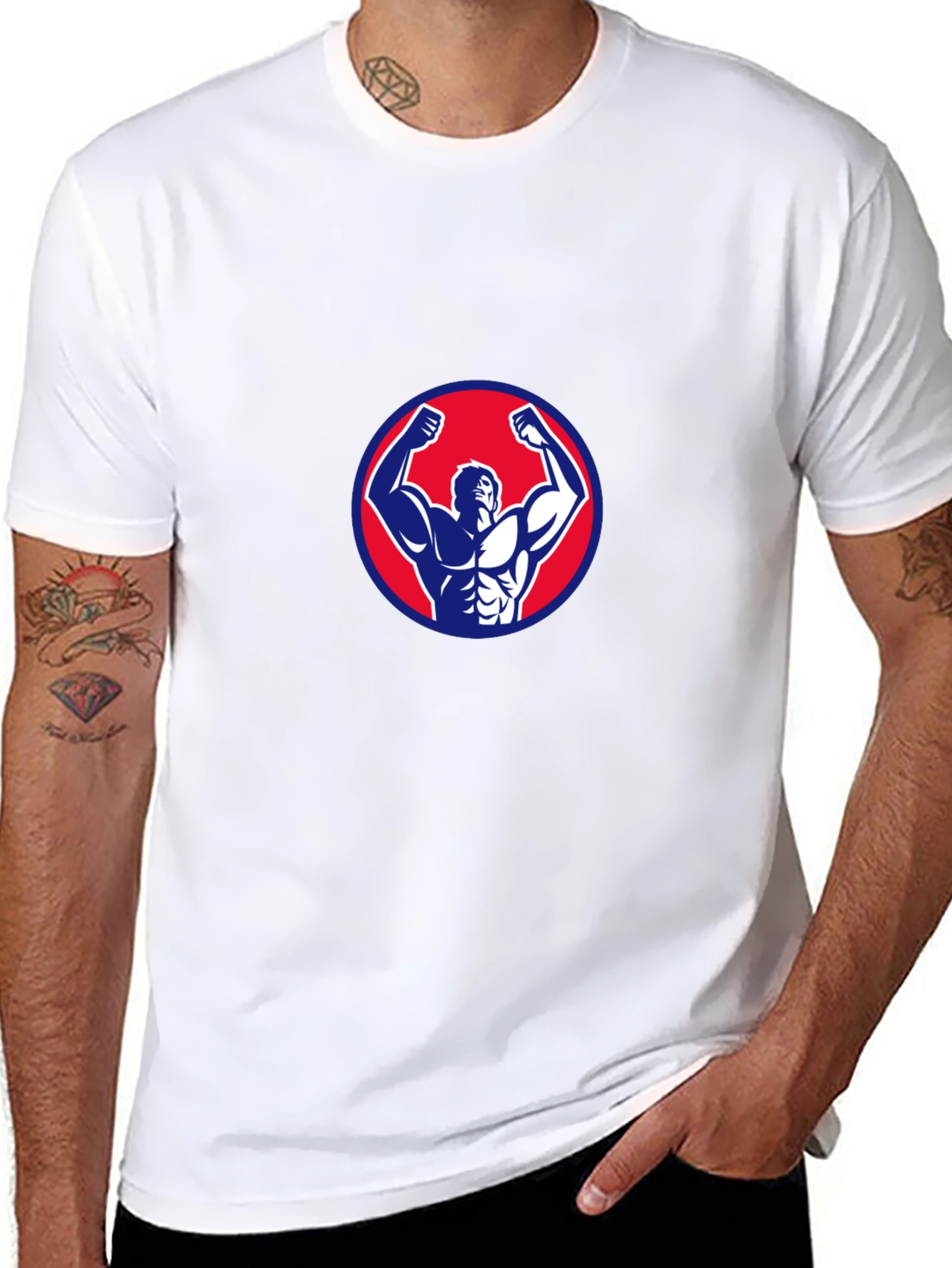 Mens Black T-Shirt with Bodybuilder Graphic