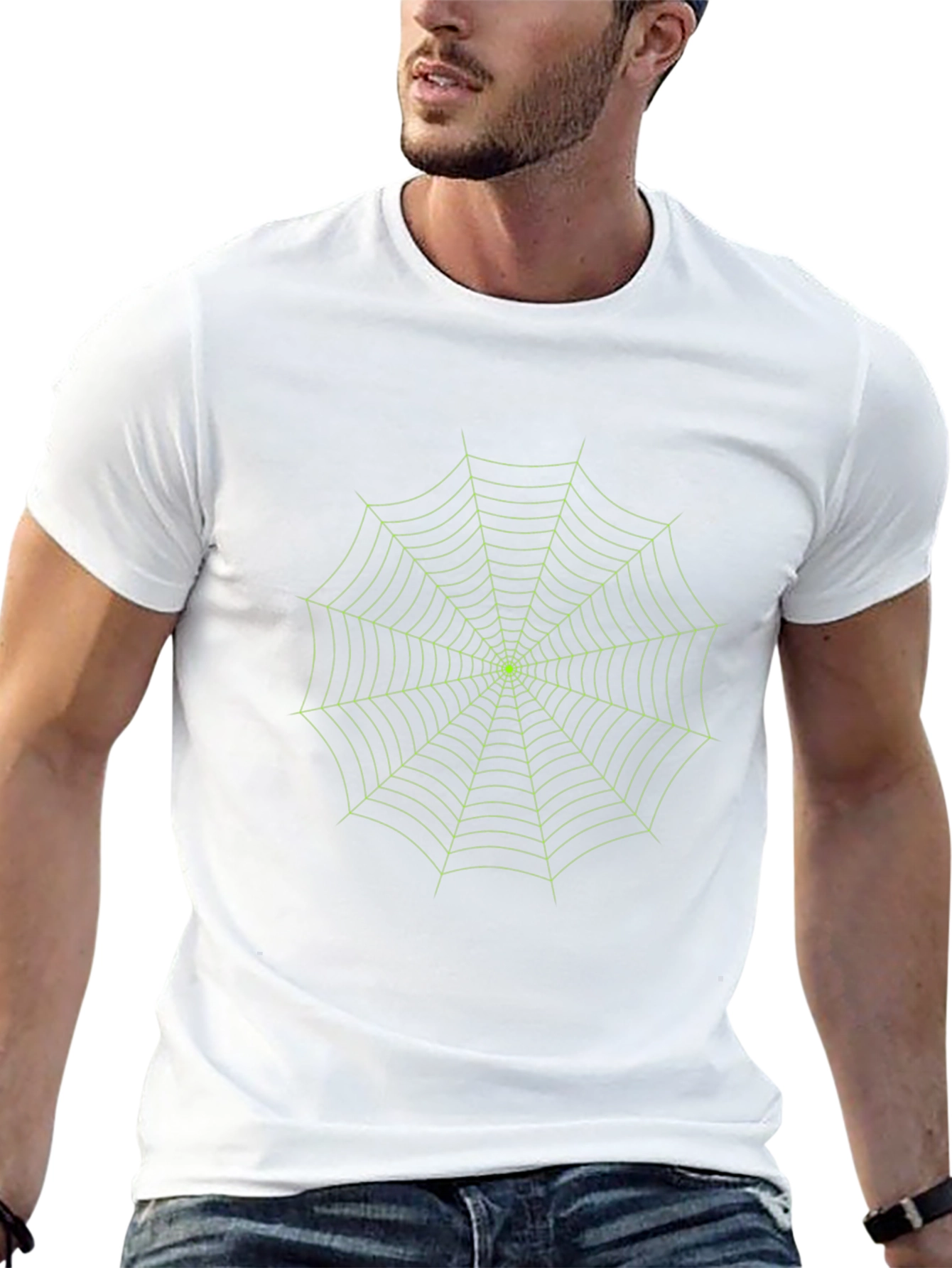 Glow Spider Web Tee - Black Cotton Graphic T-Shirt