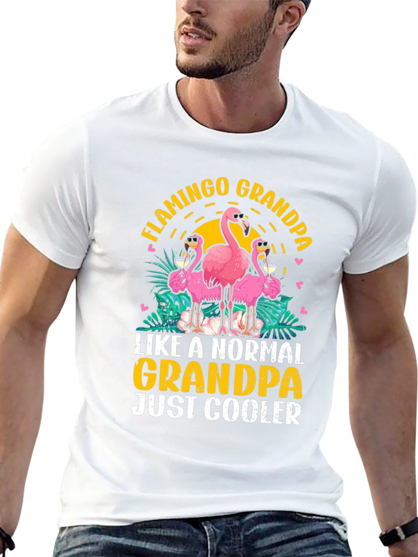 Flamingo Grandpa T-Shirt - Coolest Grandpa Ever!