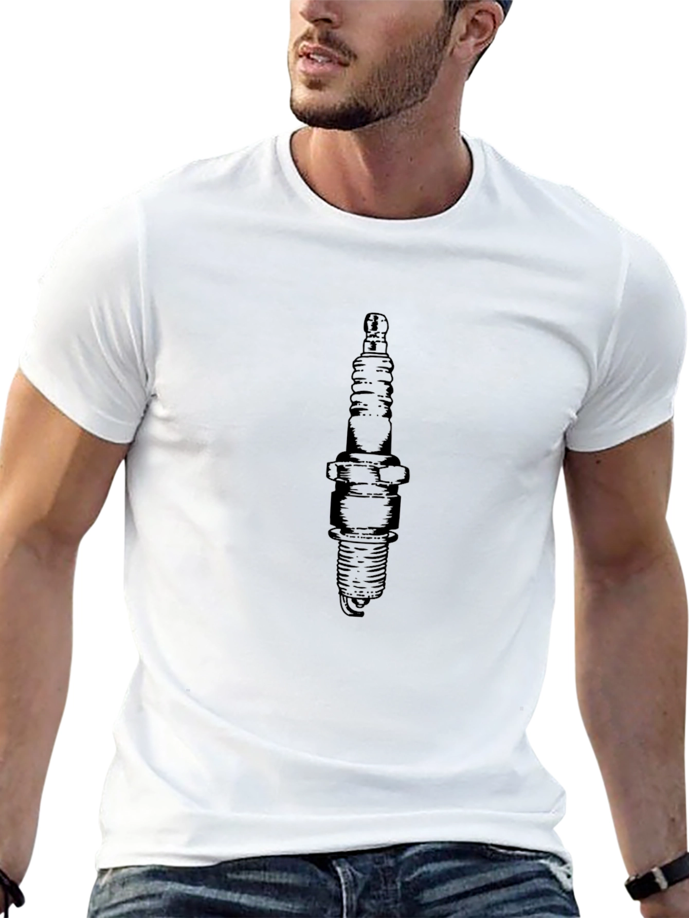Spark Plug Graphic Tee - Black Cotton Casual Wear