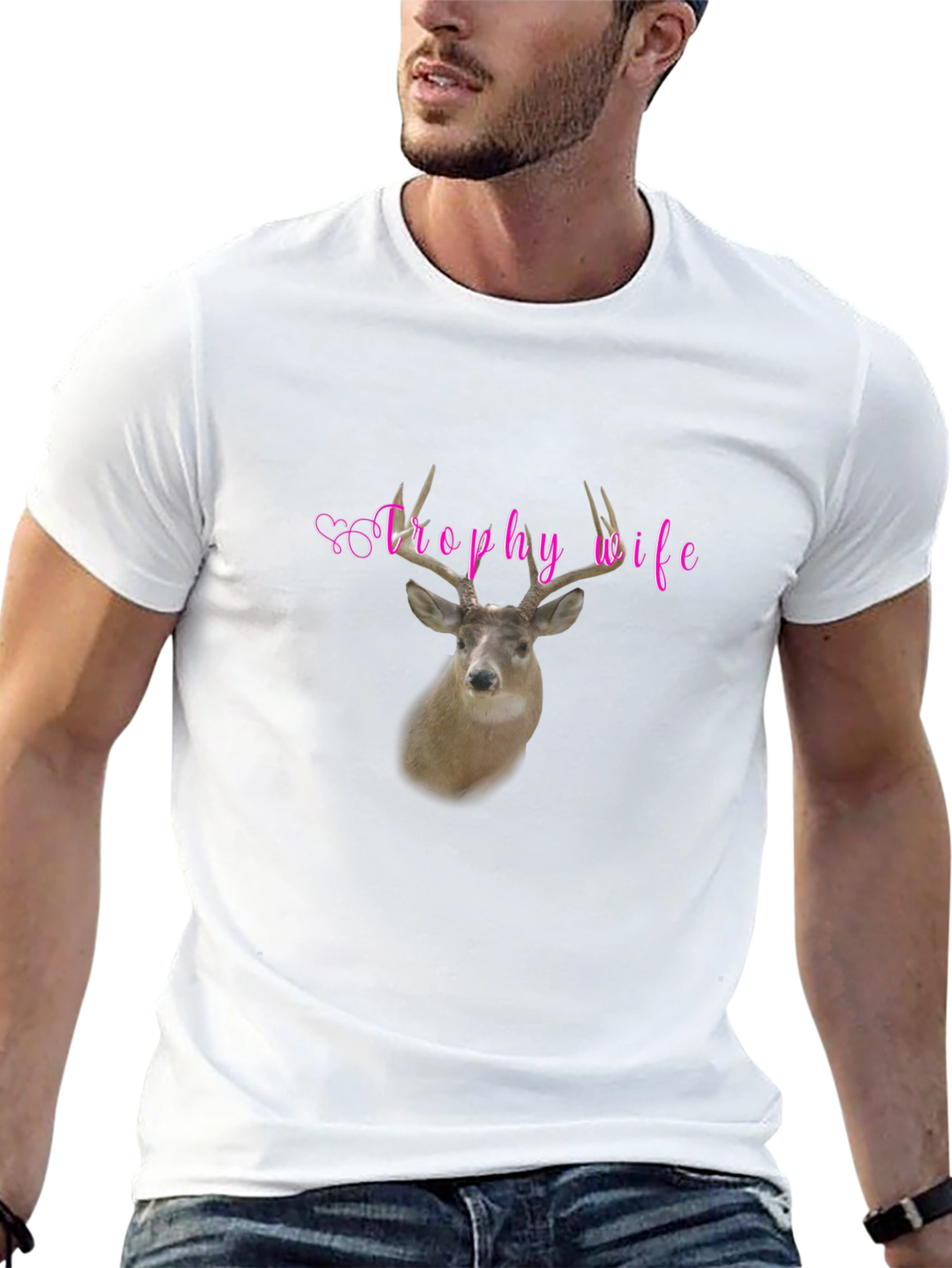 Trophy Wife Deer Graphic Black T-Shirt