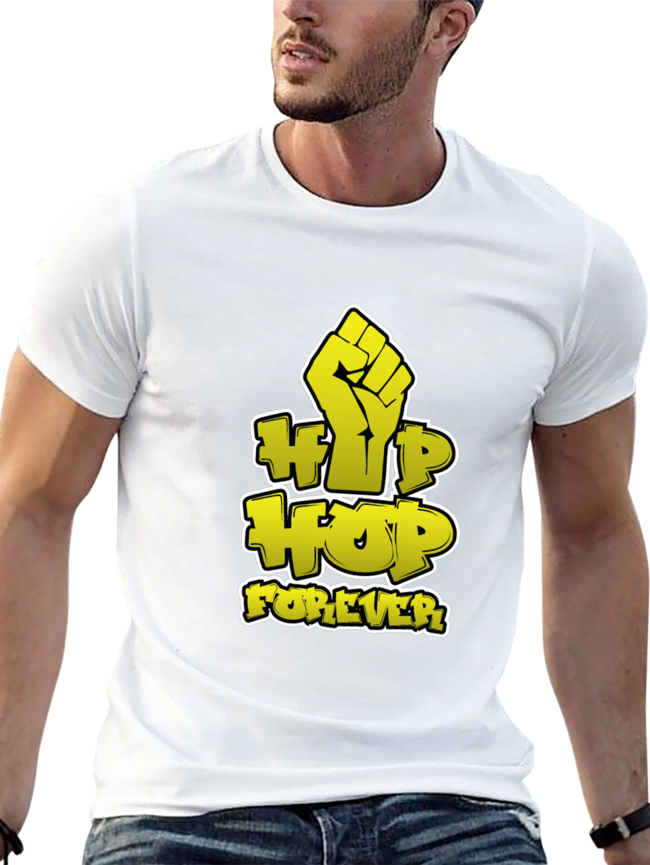 Hip Hop Forever Graphic Print Black T-Shirt