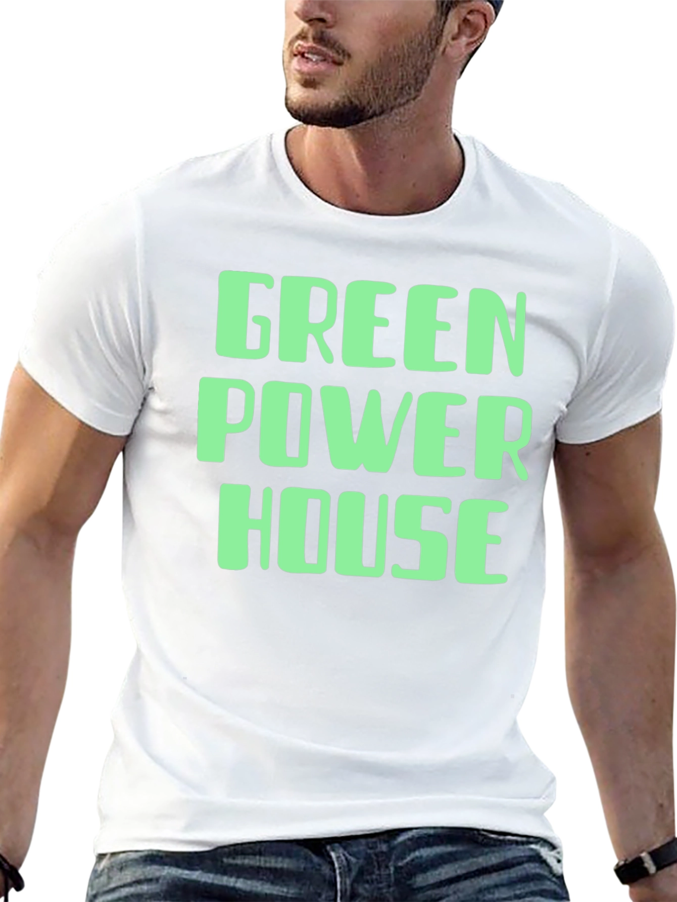 Green Power House Graphic T-Shirt - Eco-Friendly Style