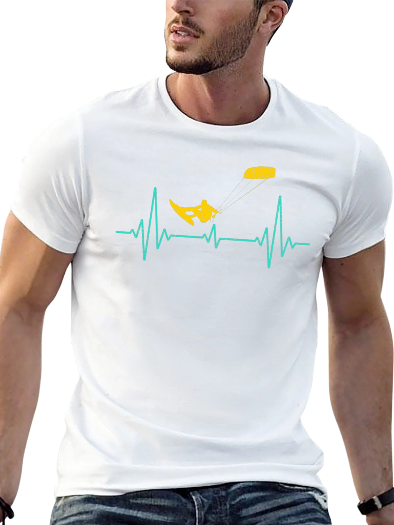 Kitesurfing Heartbeat T-Shirt - Black