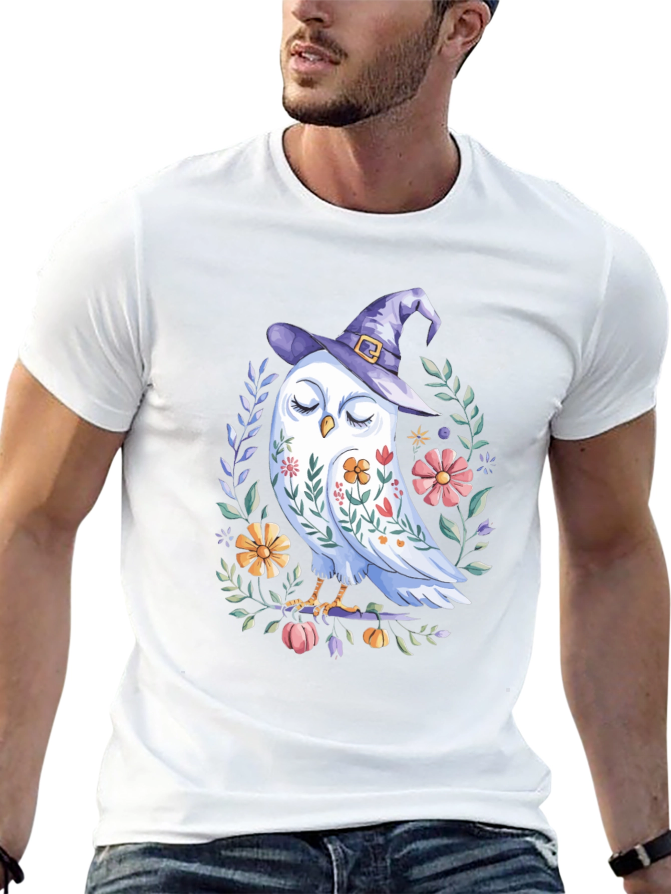 Whimsical Owl Witch T-Shirt - Halloween Tee