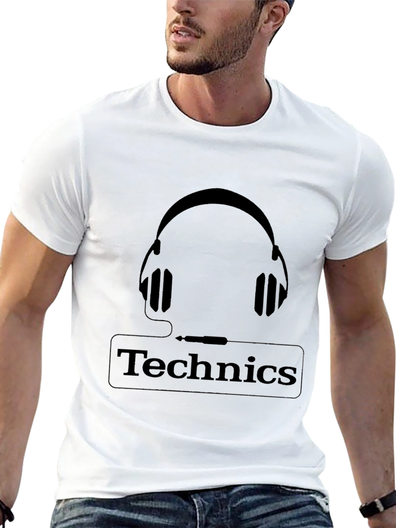 Technics Headphones Graphic Black T-Shirt