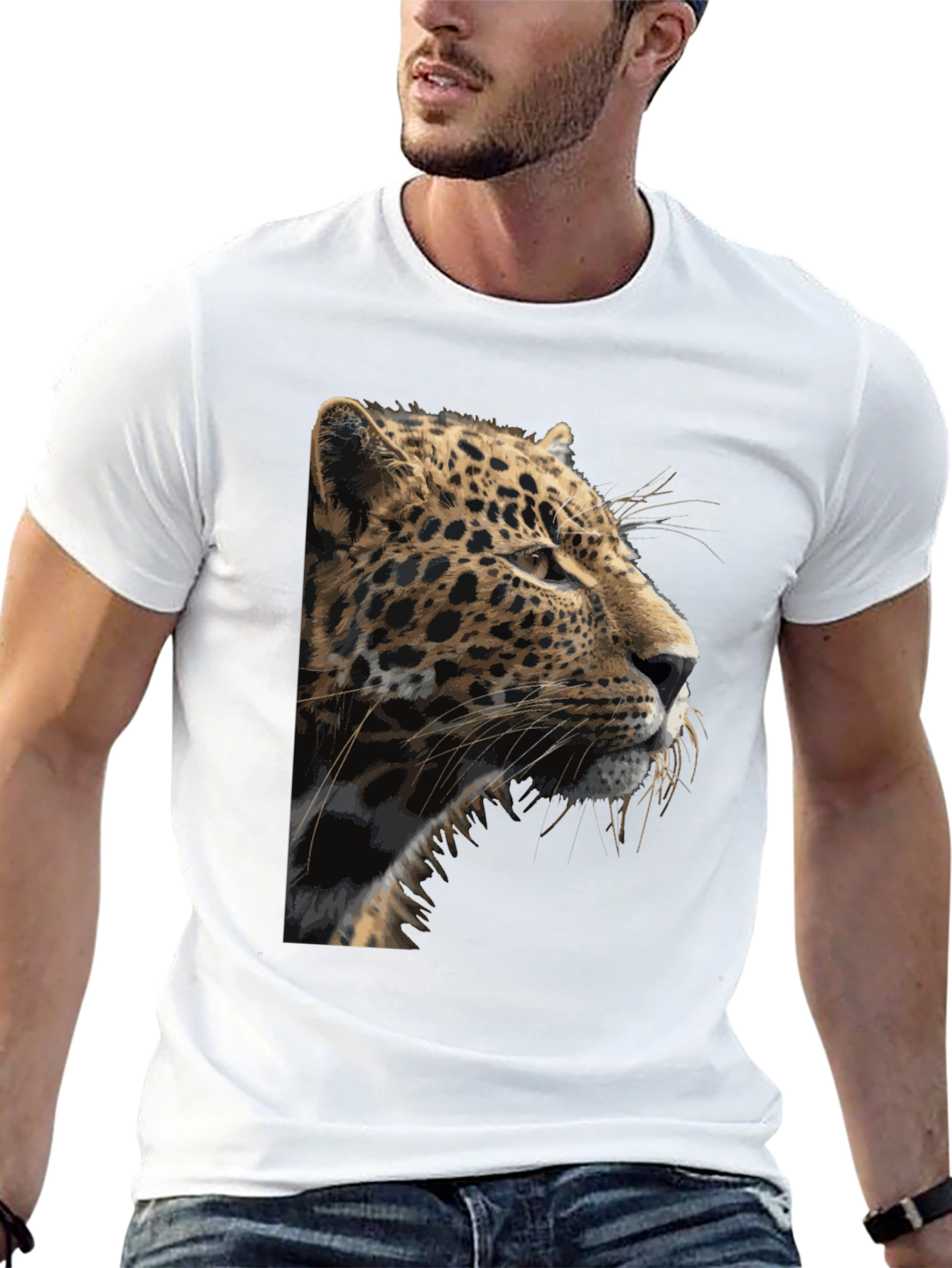 Jaguar Print Black T-Shirt - Mens Graphic Tee