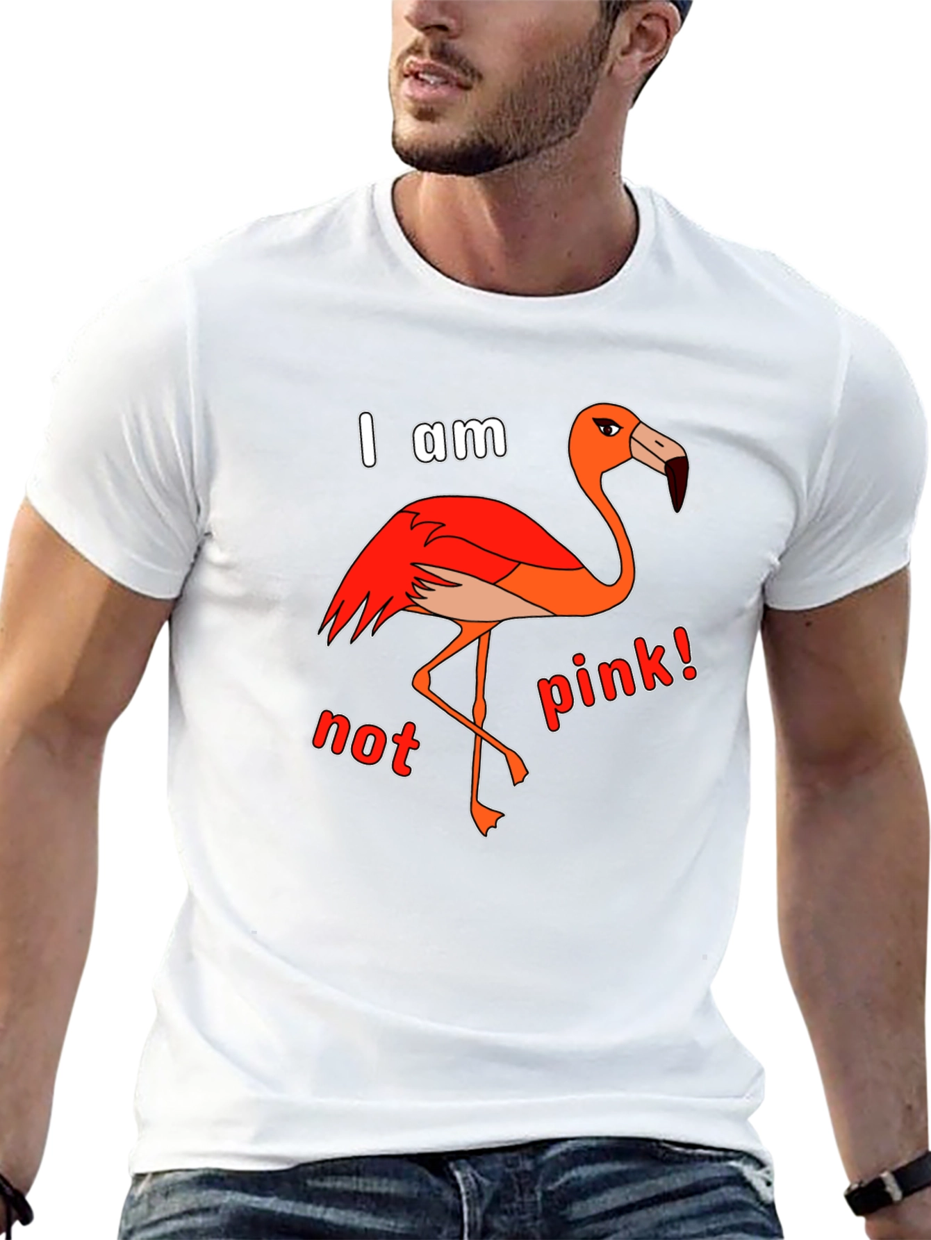 Funny Flamingo I Am Not Pink Graphic T-Shirt