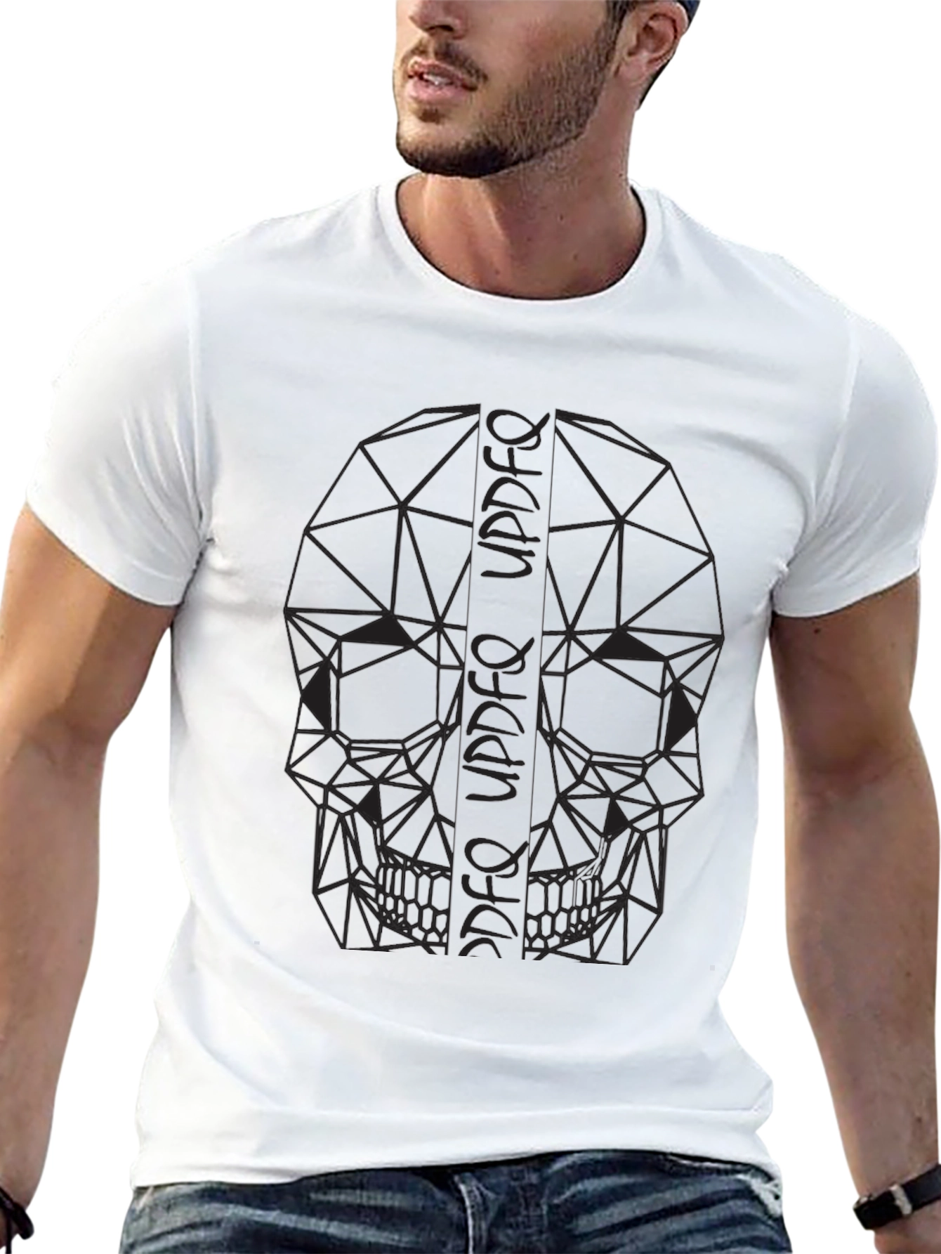 Geometric Skull Print Black T-Shirt