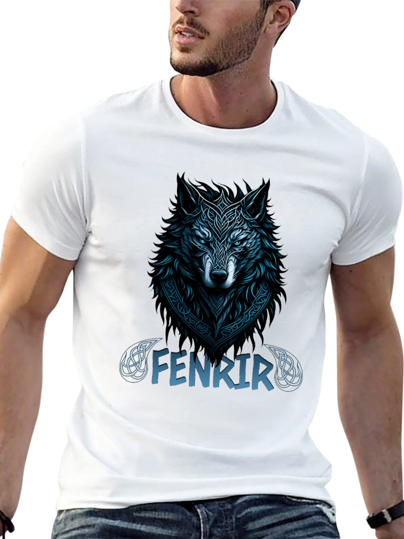 Fenrir Wolf Graphic T-Shirt - Viking Style