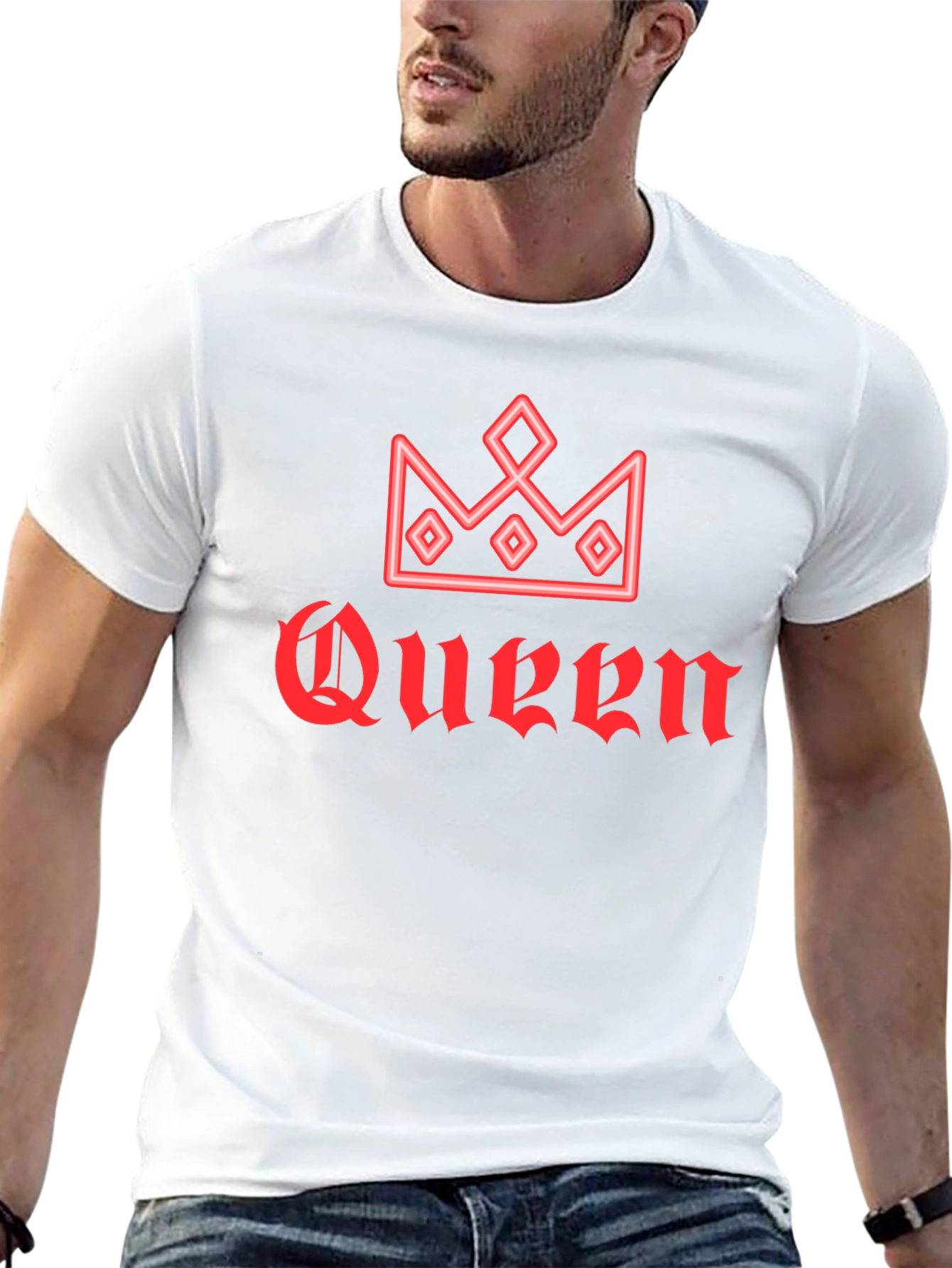 Queen Crown Red Graphic Black T-Shirt