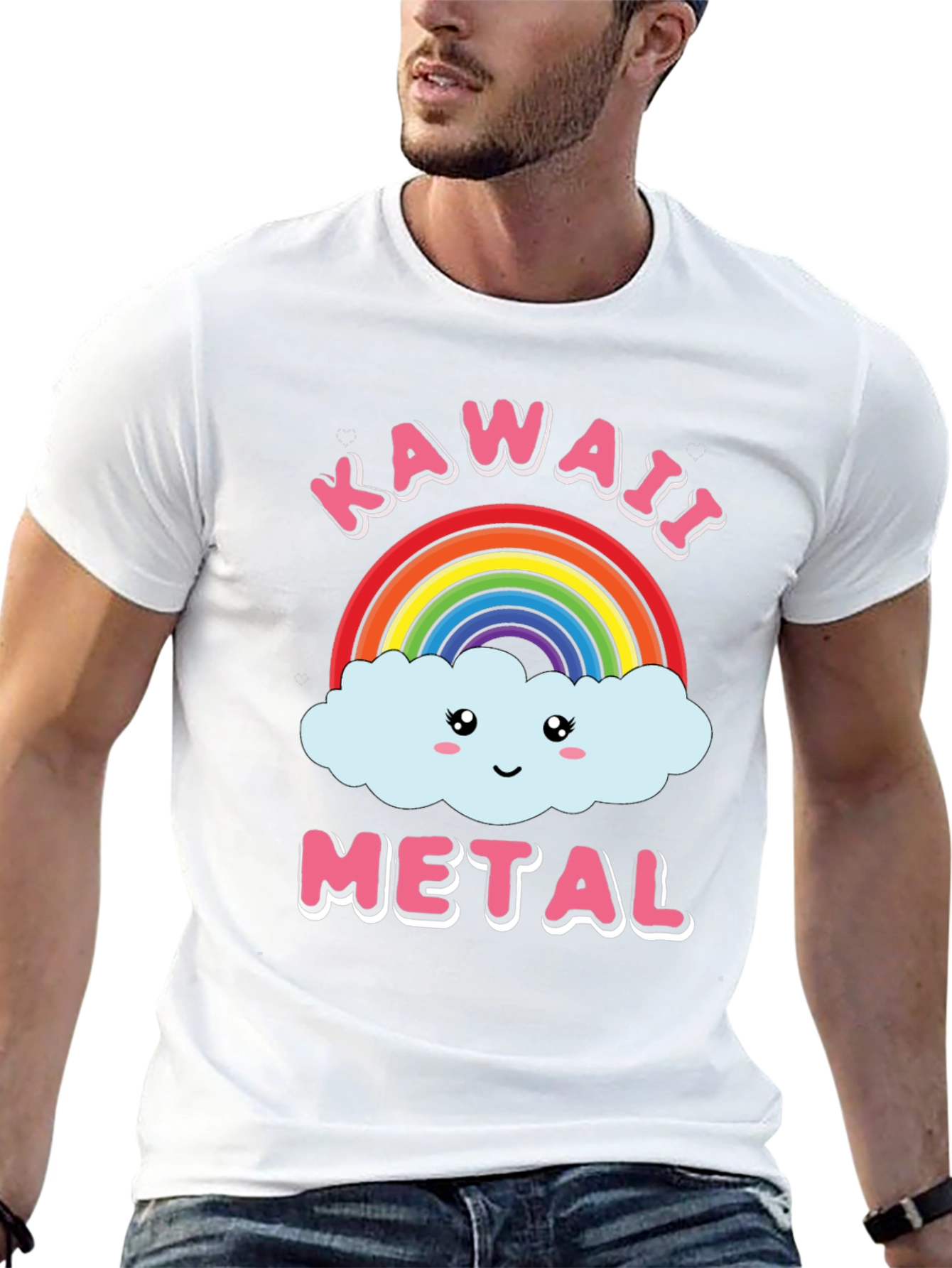 Kawaii Metal Rainbow Cloud Graphic Tee
